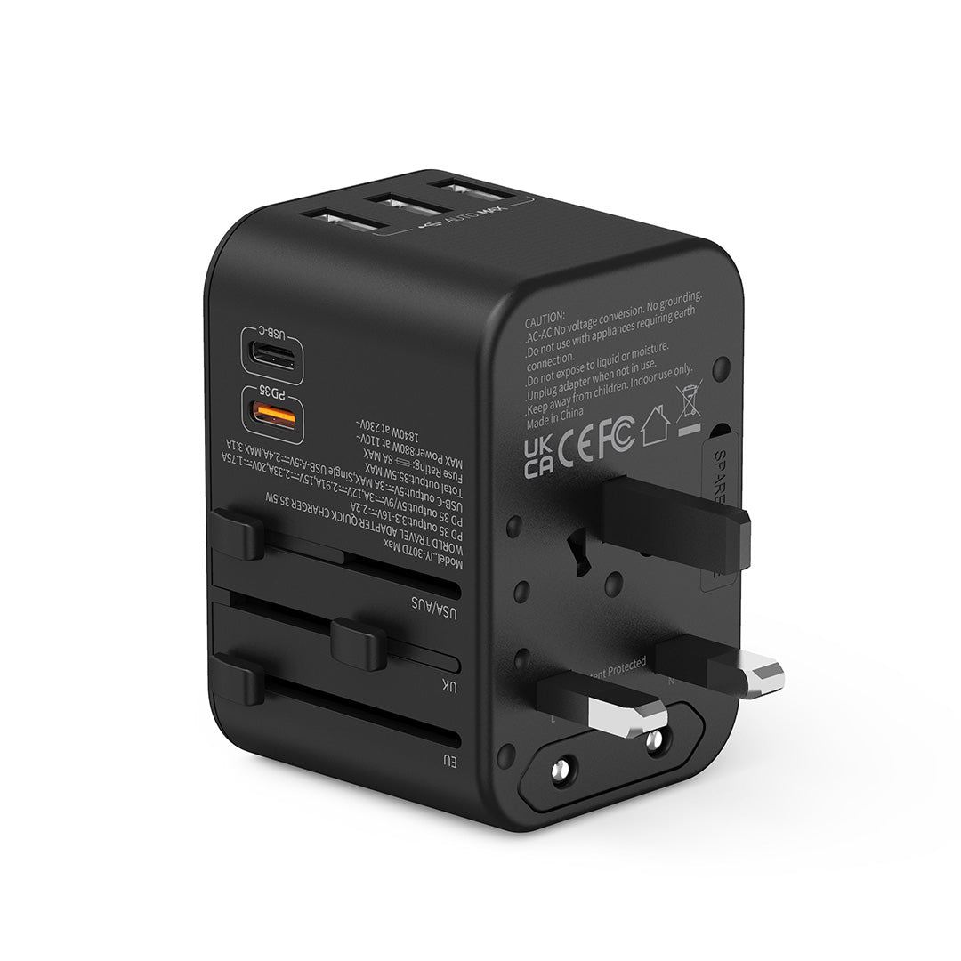 Destinio 5 USB Type C Adapter | Universal Travel Adapter, Smart Fast Charging, Safety Certified