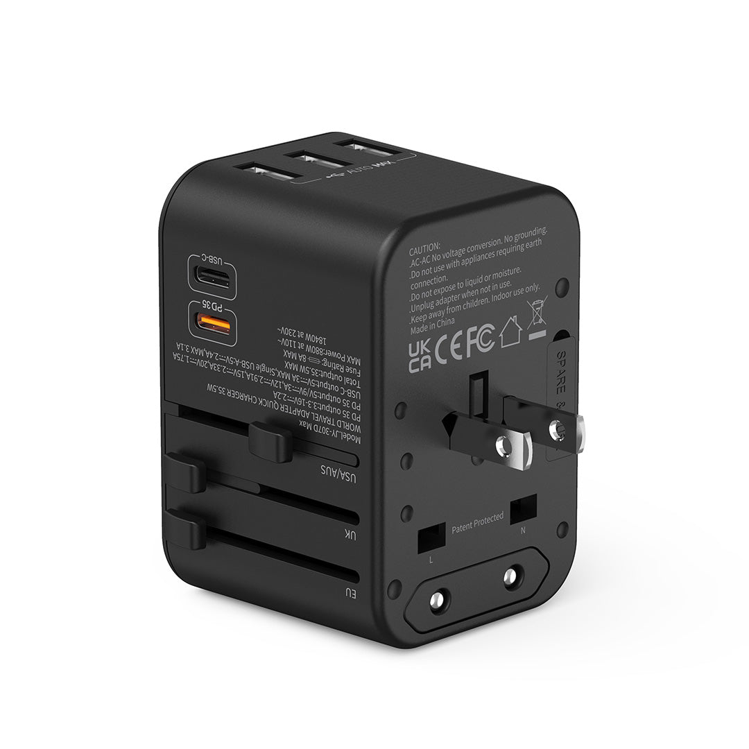 Destinio 5 USB Type C Adapter | Universal Travel Adapter, Smart Fast Charging, Safety Certified