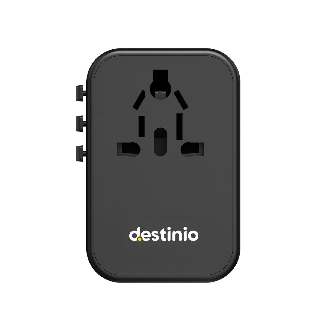 Destinio 65W Type C Adapter | Universal Travel Adapter, 3 USB Ports, Smart Fast Charging, Safety Certified