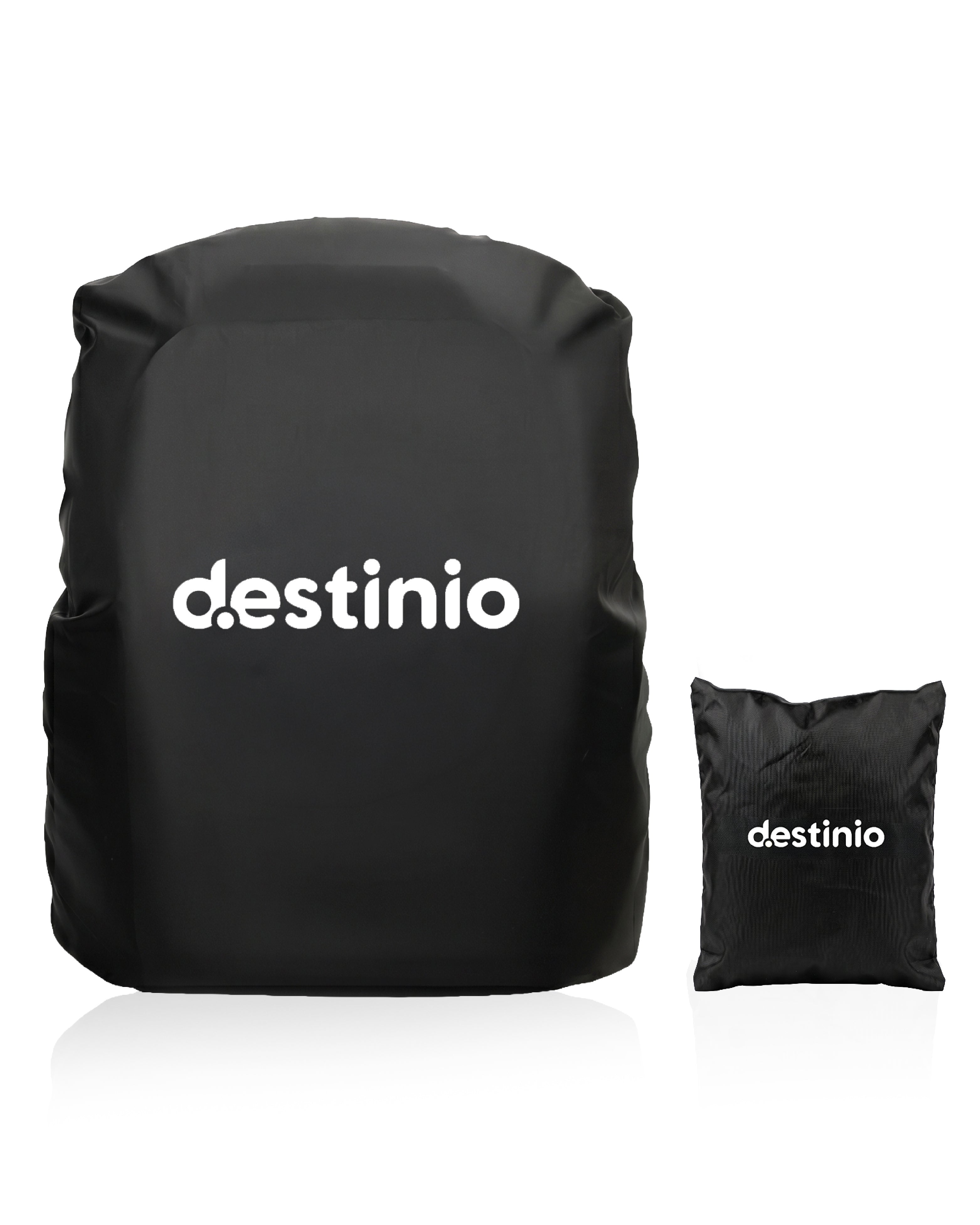 Destinio Waterproof Backpack Rain Cover – Travel Essential for Bags, PU Coated Heavy Duty Protection, Dustproof & Windproof, Universal Fit for All Backpack Durable Bag Cover (Black - 20L to 75L)