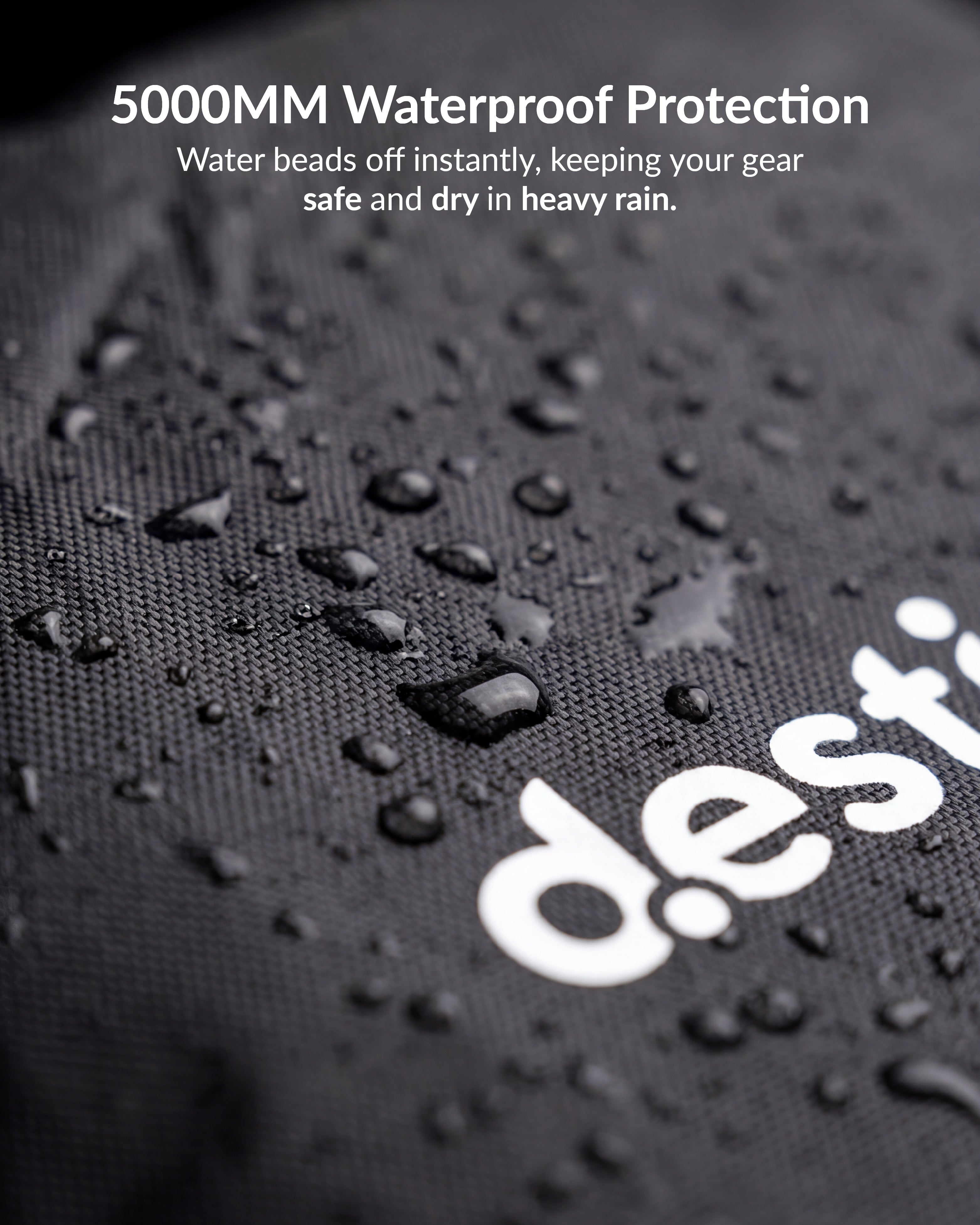 Destinio Waterproof Backpack Rain Cover – Travel Essential for Bags, PU Coated Heavy Duty Protection, Dustproof & Windproof, Universal Fit for All Backpack Durable Bag Cover (Black - 20L to 75L)