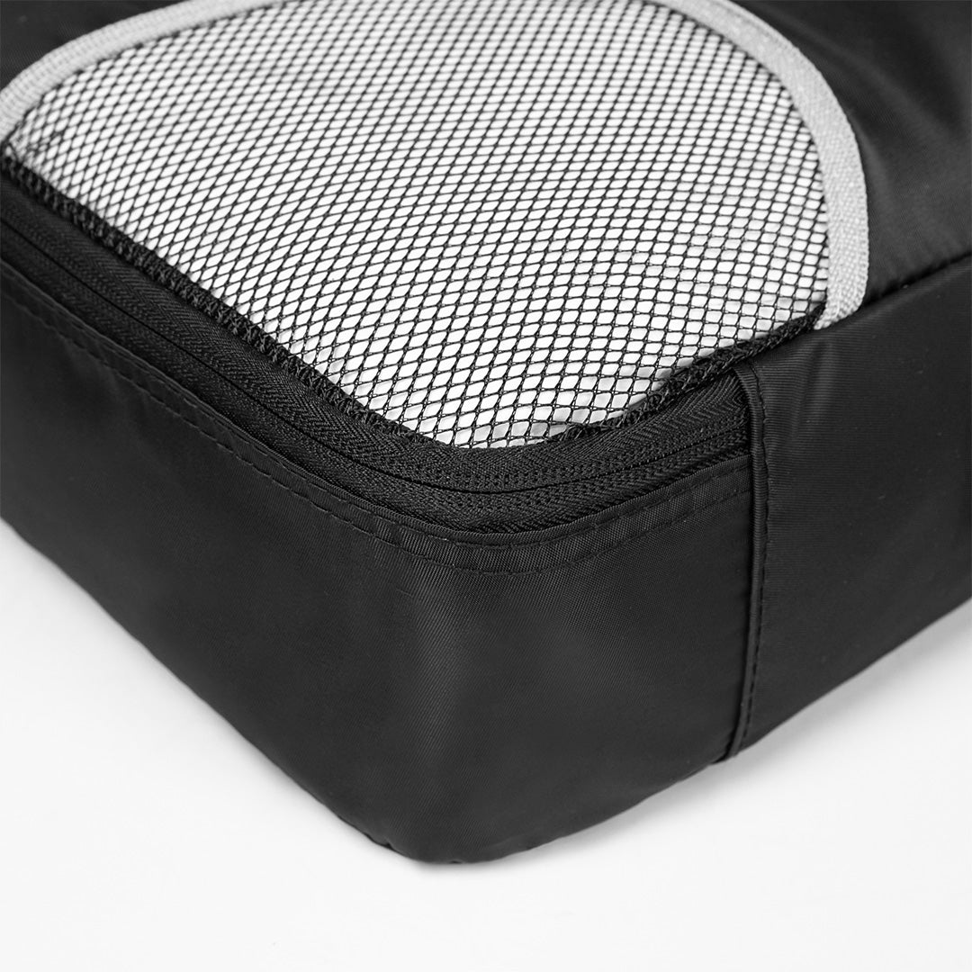 Destinio Travel Packing Cubes, 5 Pc Set, Grey/ Black/ Blue, Polyester Fabric