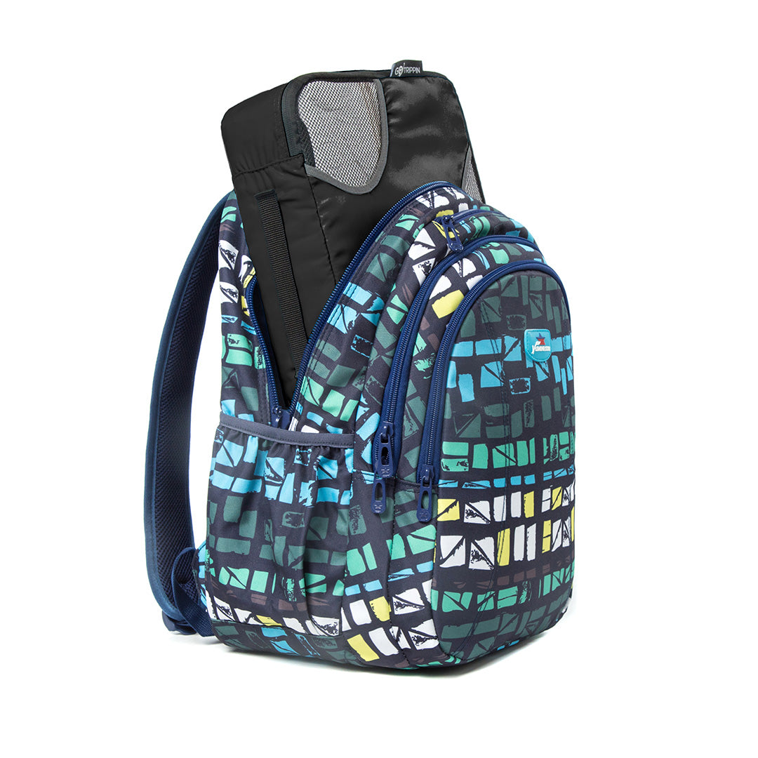 Destinio Travel Packing Cubes, 5 Pc Set, Grey/ Black/ Blue, Polyester Fabric