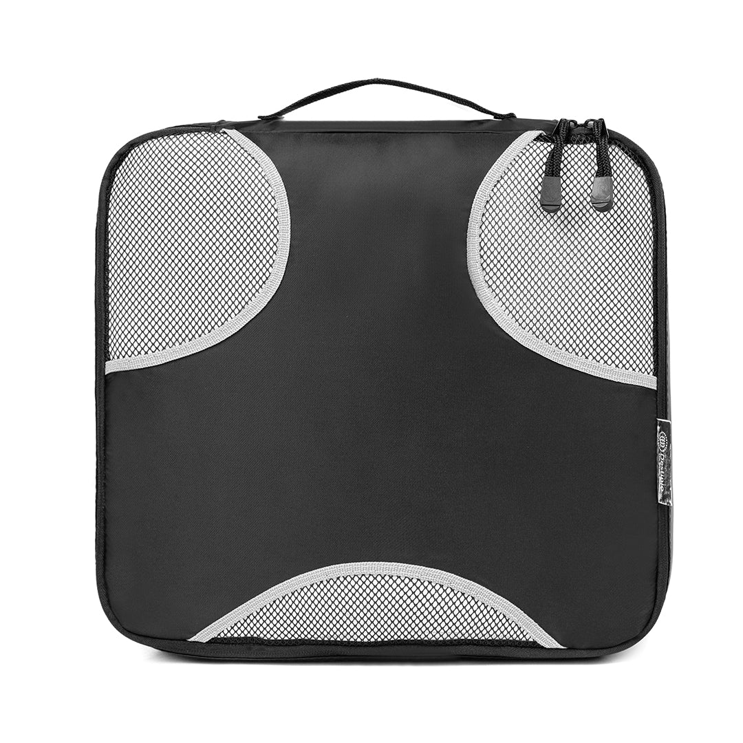 Destinio Travel Packing Cubes, 5 Pc Set, Grey/ Black/ Blue, Polyester Fabric
