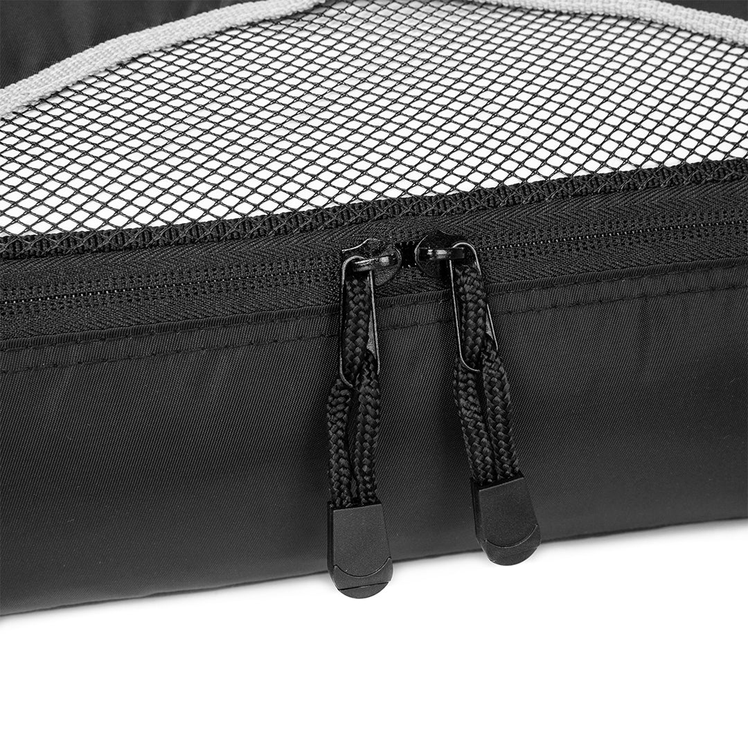 Destinio Travel Packing Cubes, 5 Pc Set, Grey/ Black/ Blue, Polyester Fabric