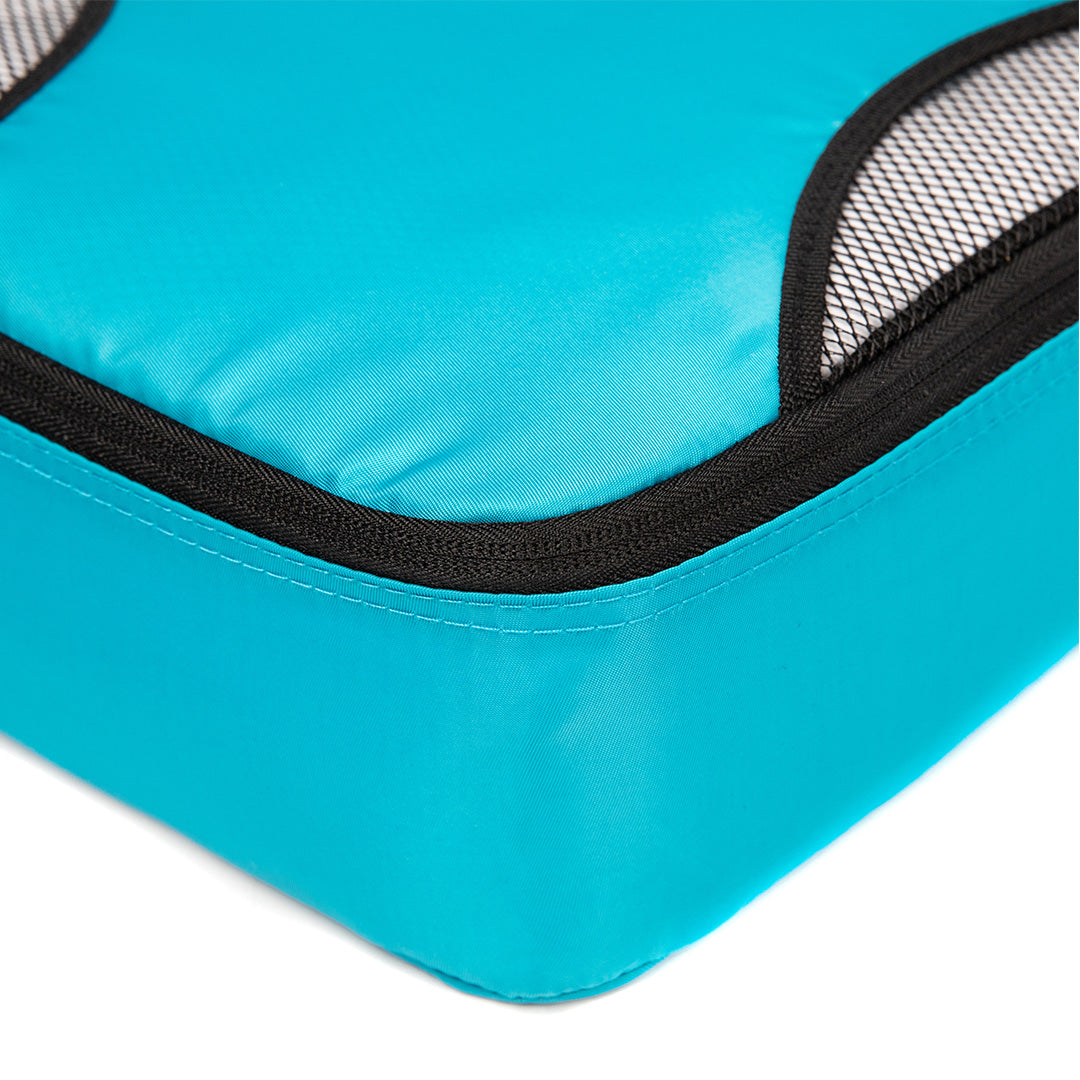 Destinio Travel Packing Cubes, 5 Pc Set, Grey/ Black/ Blue, Polyester Fabric