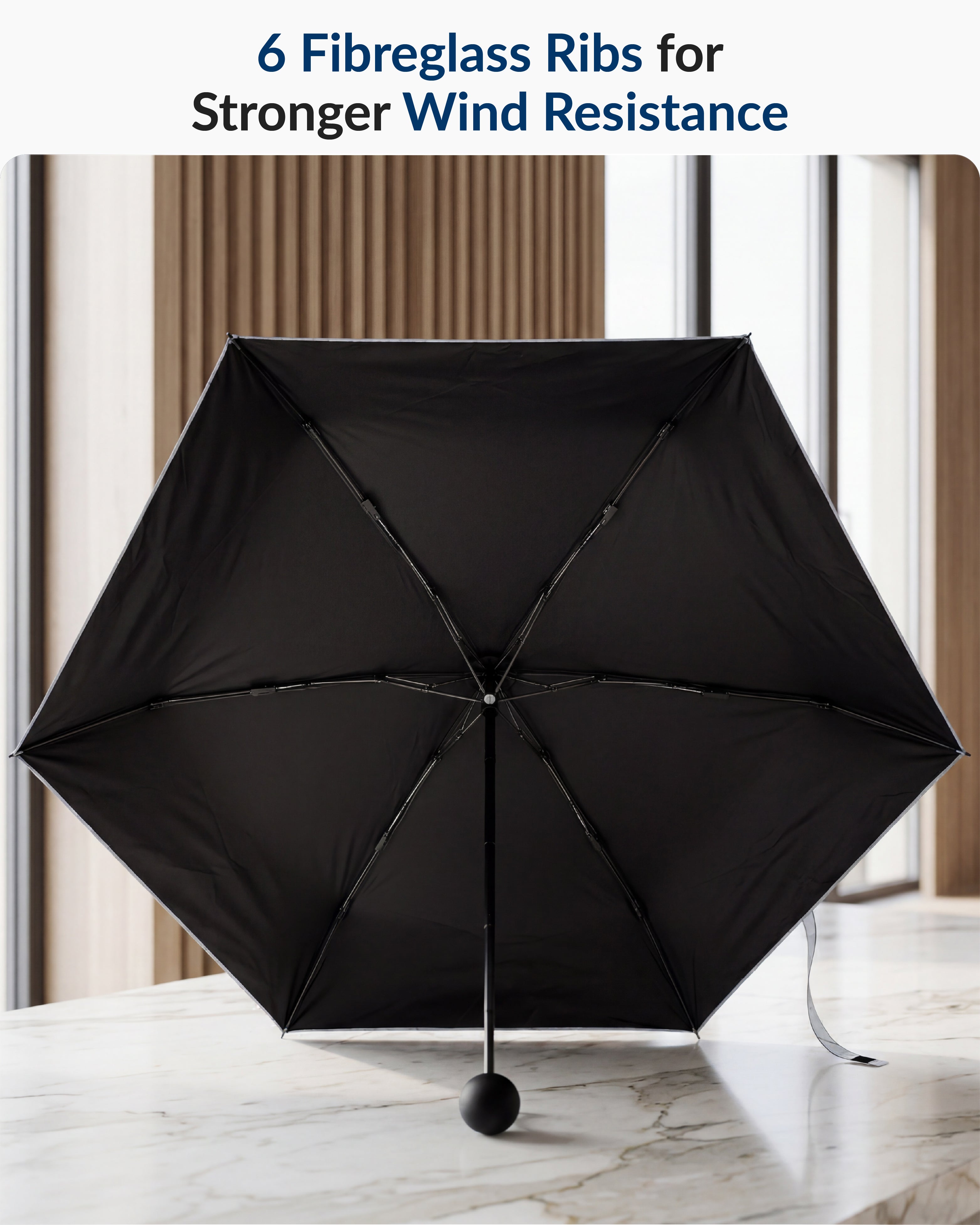 Destinio Capsule Umbrella, 5 Fold Manual Open 19 Inch Small Umbrella for Women and Men with UV Coating for Sun Protection, Foldable Mini Umbrellas for Rain and Sun (Navy Blue Printed)