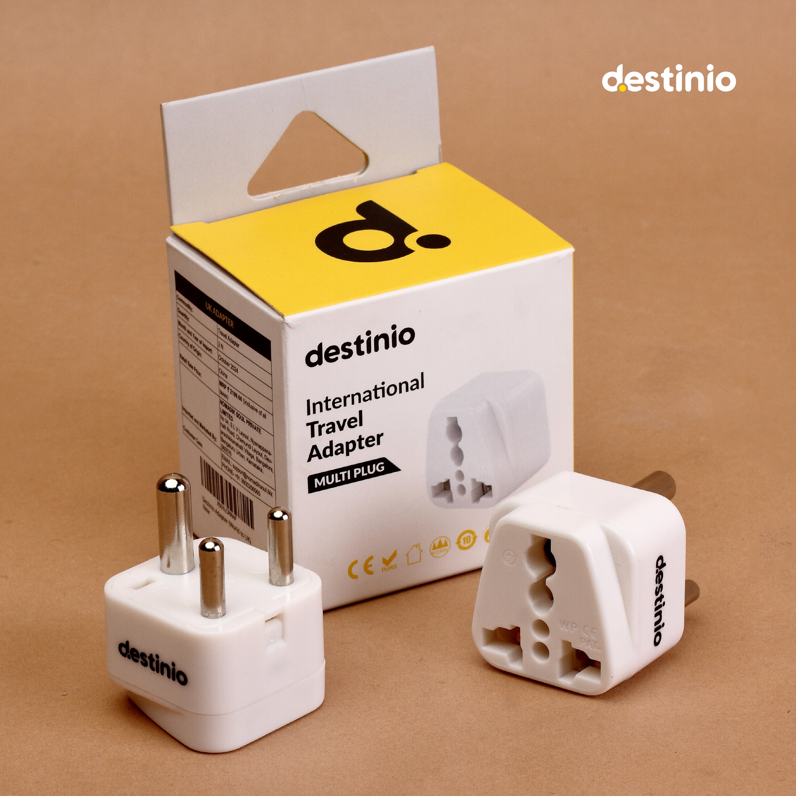 Destinio Travel Adapters (Type D (World to India Travel Adapter), (Pack of 1))