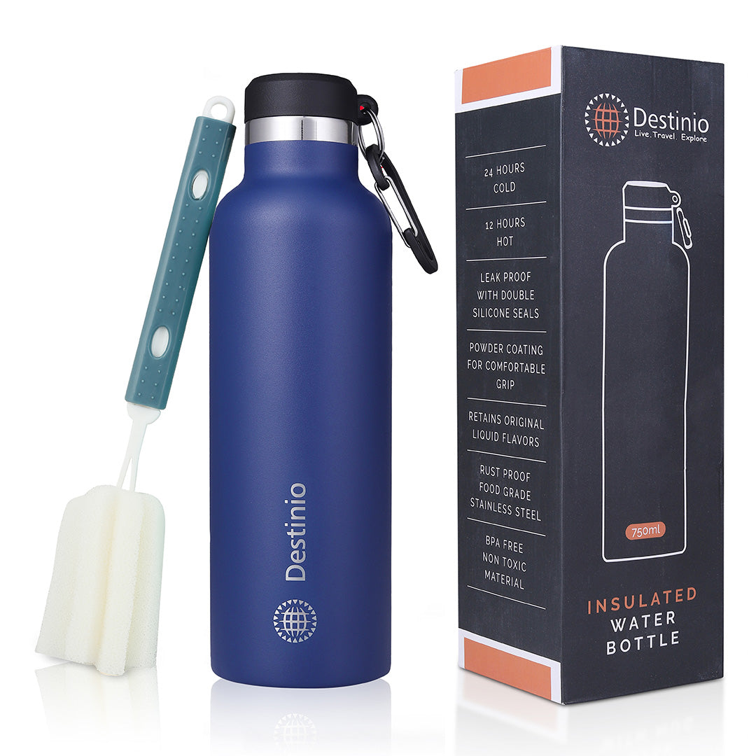 Destinio Insulated Bottle 750 ML Leakproof, Double-Walled Vacuum Insulation, 304 Grade Stainless Steel