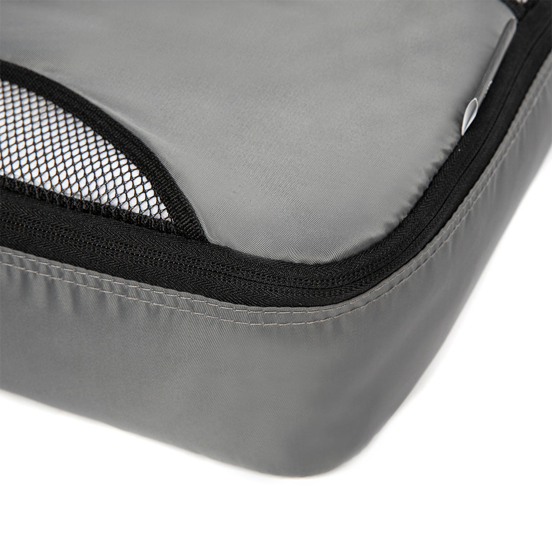 Destinio Travel Packing Cubes, 5 Pc Set, Grey/ Black/ Blue, Polyester Fabric