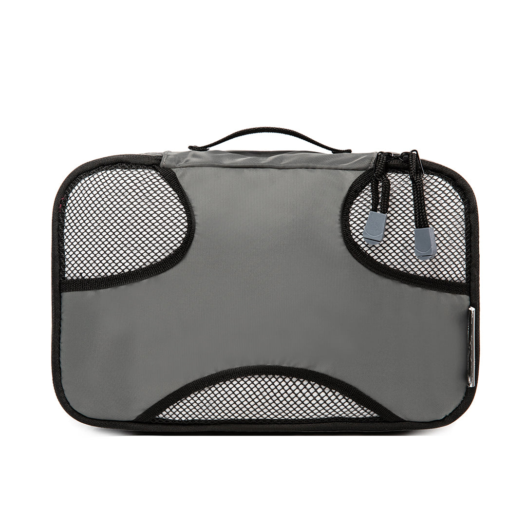 Destinio Travel Packing Cubes, 5 Pc Set, Grey/ Black/ Blue, Polyester Fabric