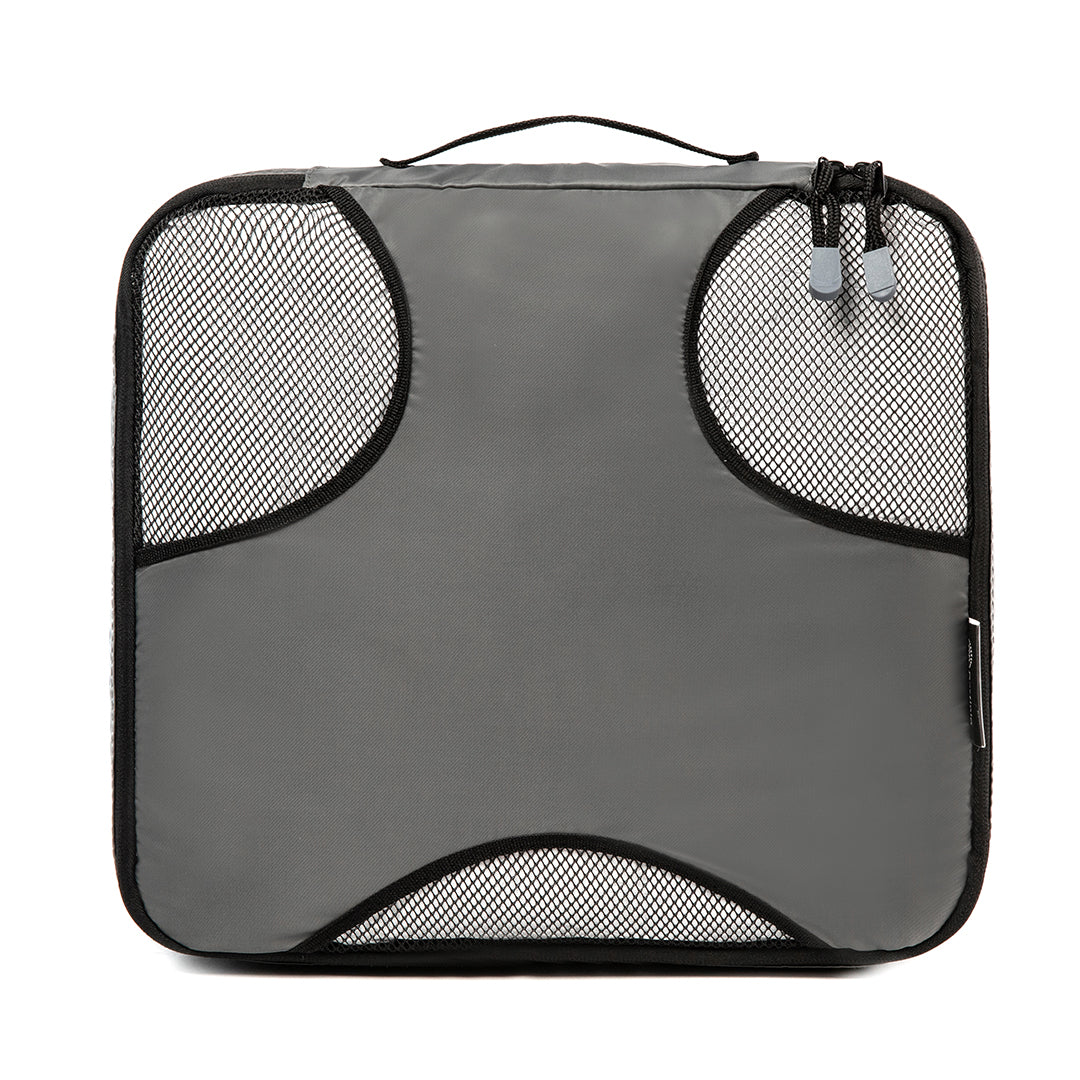 Destinio Travel Packing Cubes, 5 Pc Set, Grey/ Black/ Blue, Polyester Fabric