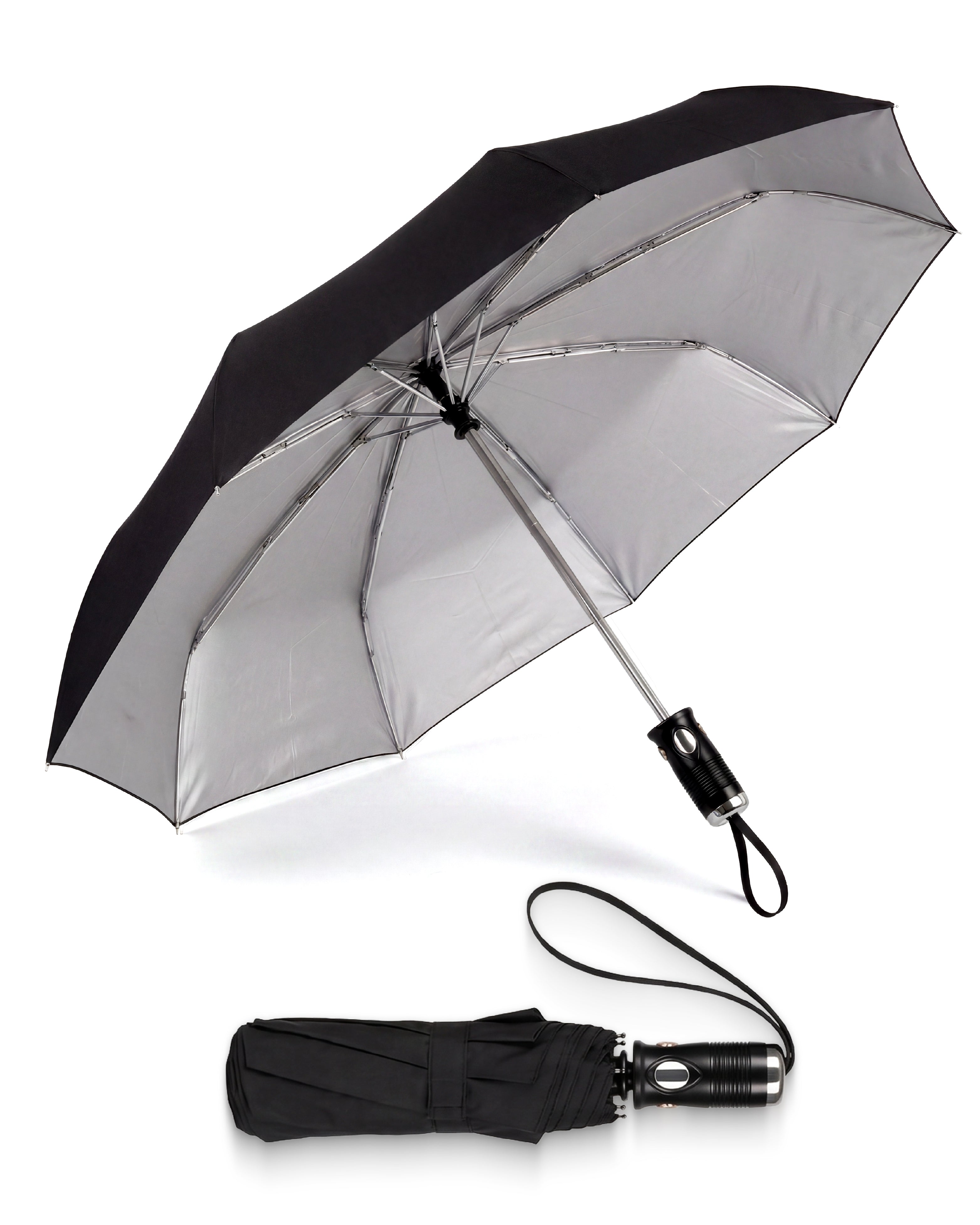 Destinio Umbrella for Man - Large Size, Fully Automatic, Windproof Fibreglass Ribs, UPF 50+ Sun Protection, Premium 210T Pongee, Foldable Umbrella for Rain with Travel Cover for Men and Women - 3 fold Compact Easy to Carry (Auto open auto close)