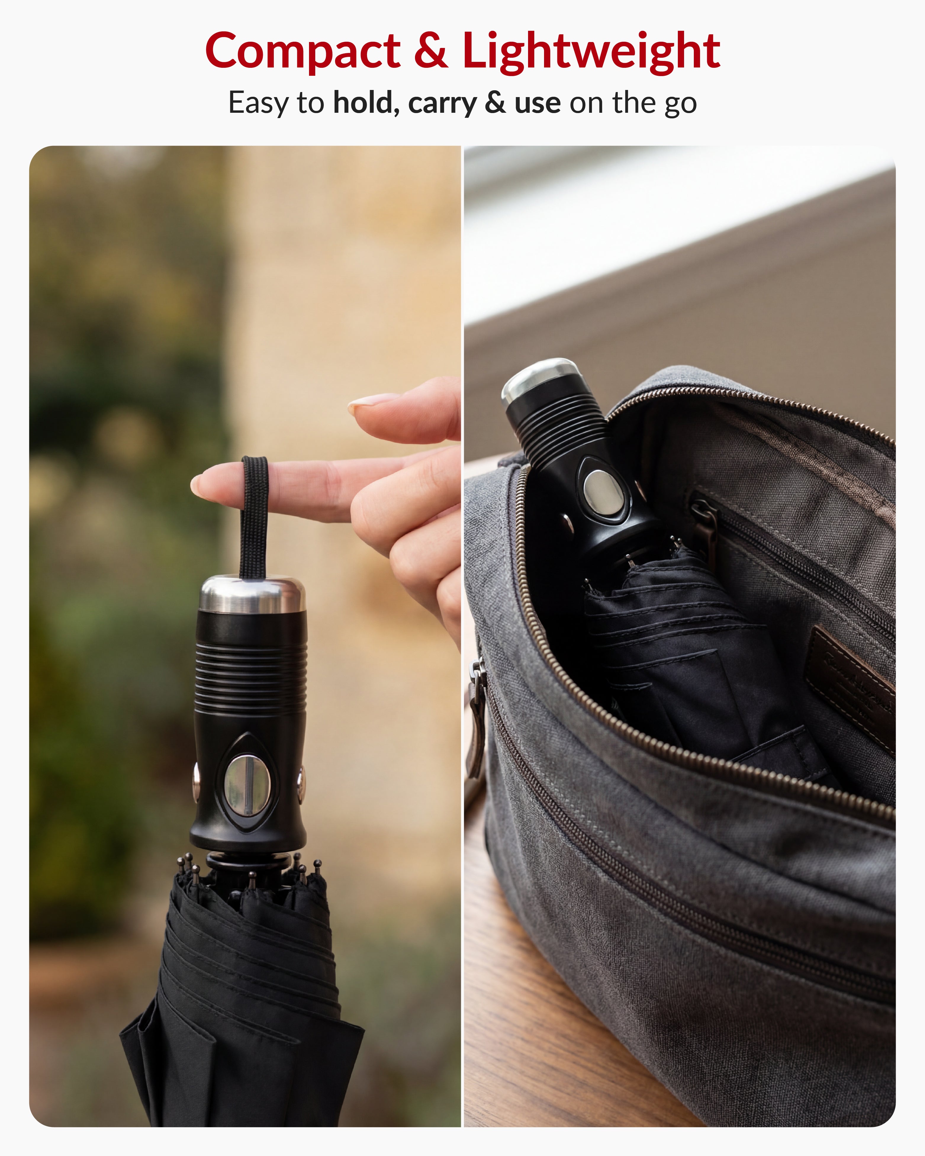 Destinio Umbrella for Man - Large Size, Fully Automatic, Windproof Fibreglass Ribs, UPF 50+ Sun Protection, Premium 210T Pongee, Foldable Umbrella for Rain with Travel Cover for Men and Women - 3 fold Compact Easy to Carry (Auto open auto close)