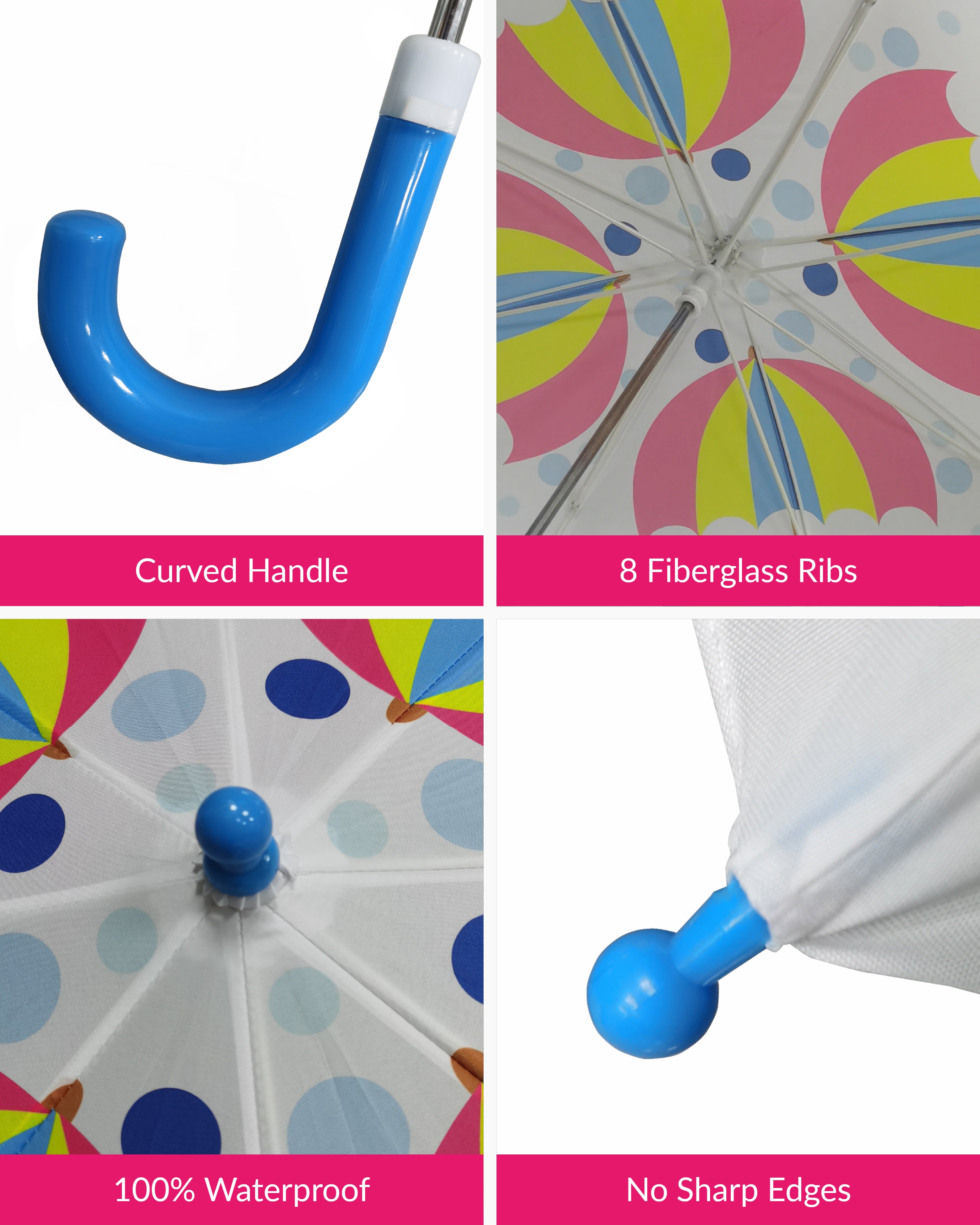 Destinio Umbrella for Kids; Stylish & Cute, Child Safe, 100% Waterproof; Kids Umbrella for Girls, Boys and Baby