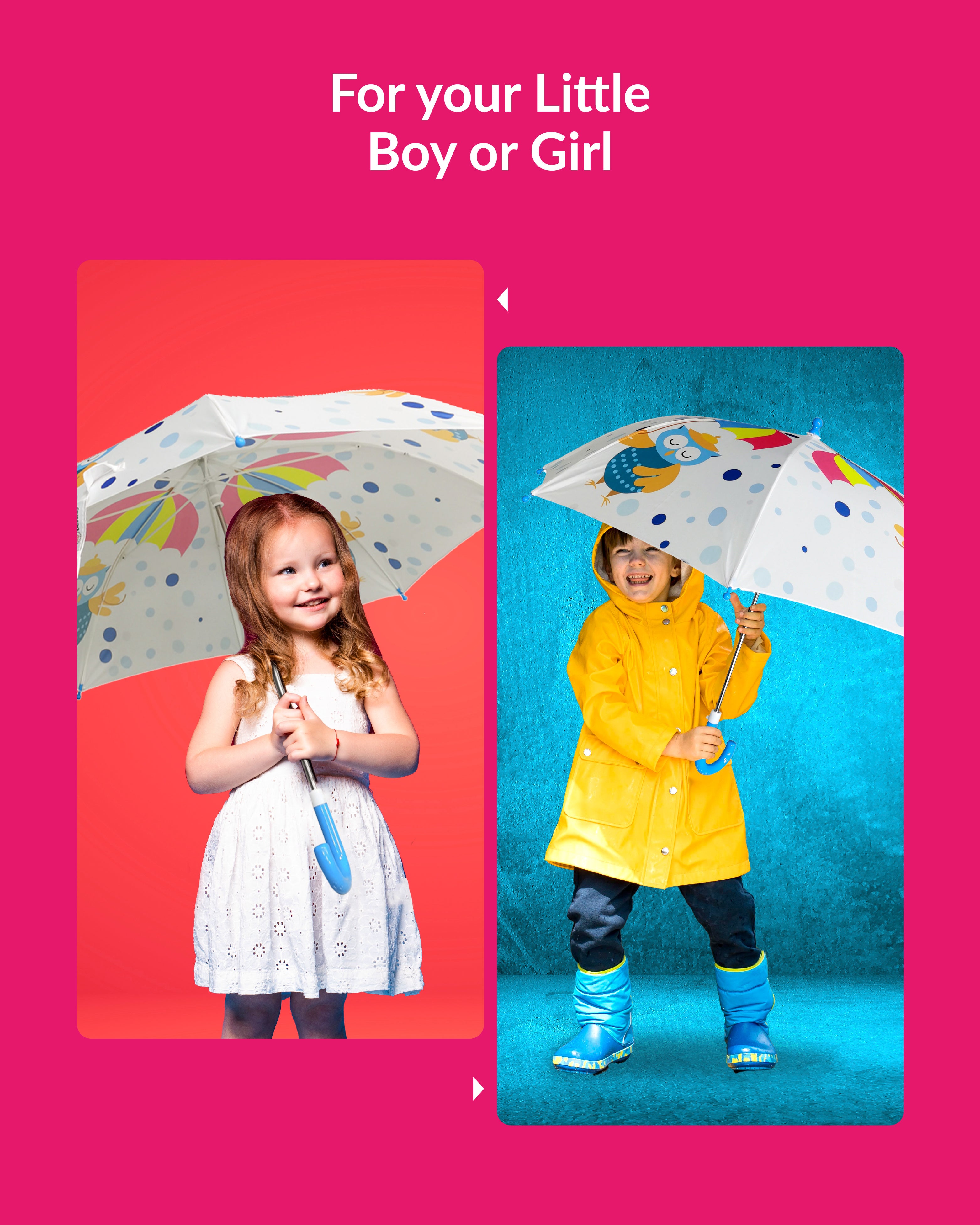 Destinio Umbrella for Kids; Stylish & Cute, Child Safe, 100% Waterproof; Kids Umbrella for Girls, Boys and Baby