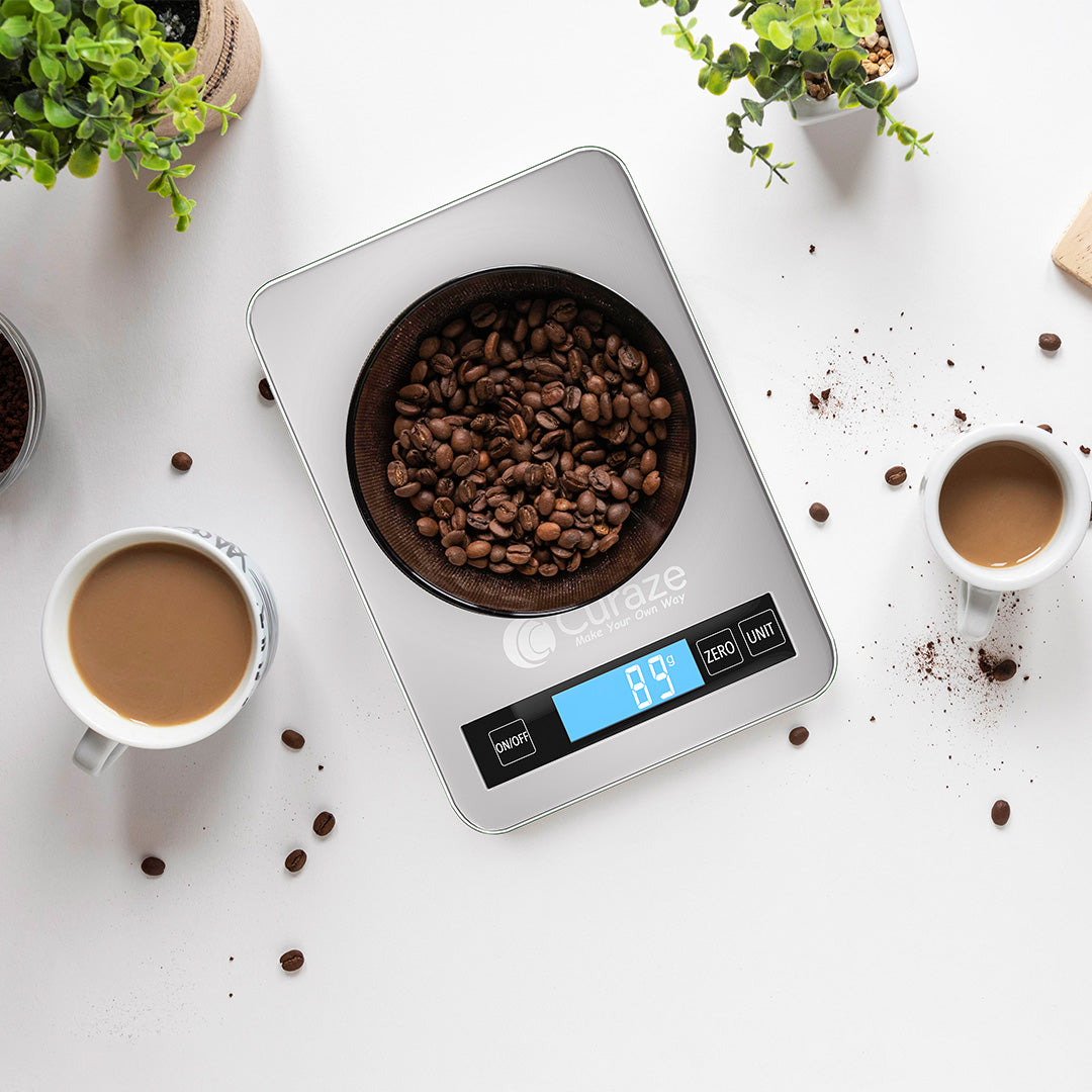 Curaze Kitchen Scale | Touch Screen Buttons, Multiple Units, TARE Function