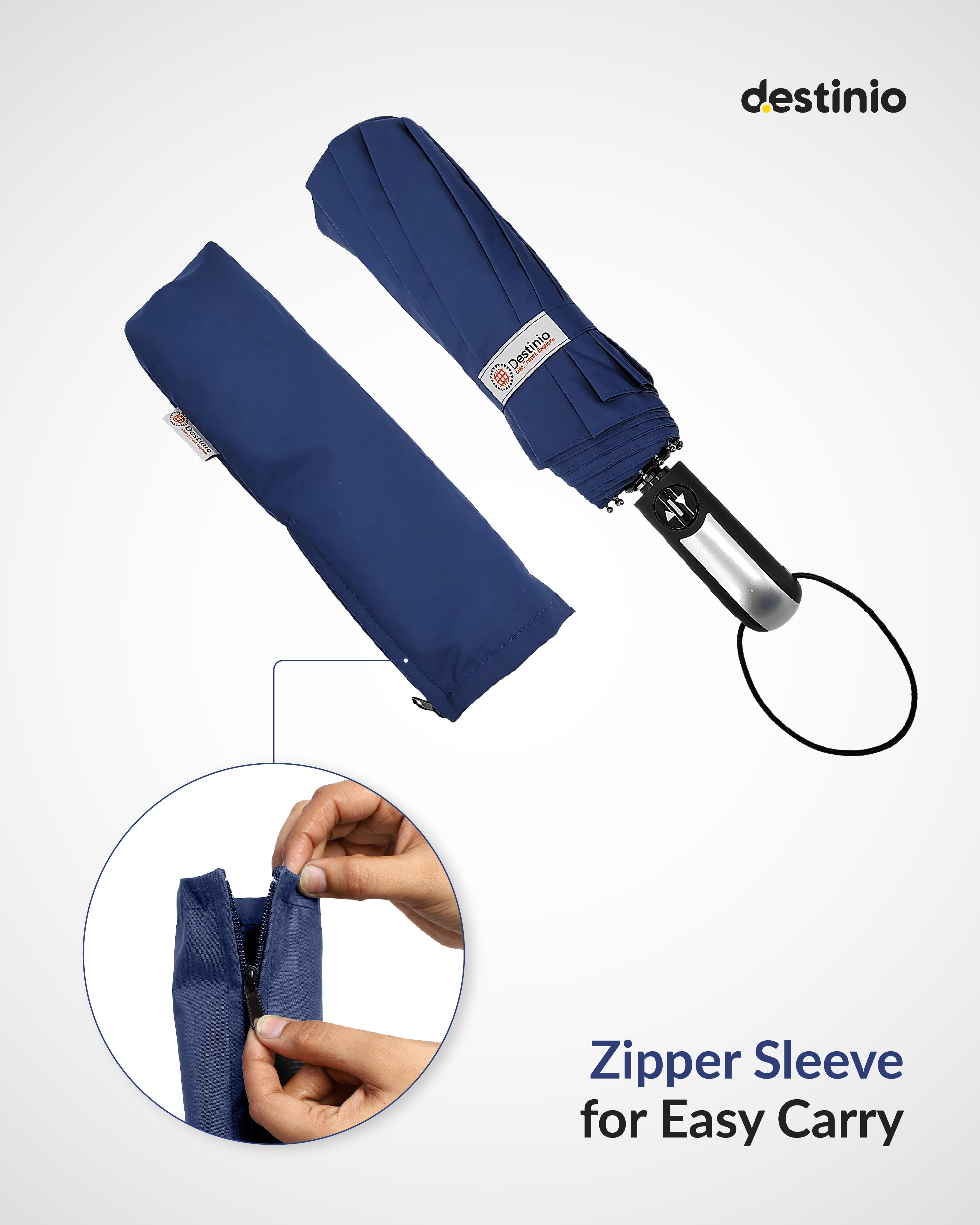 Destinio Umbrella for Women, Umbrella for Men - Automatic 3 Fold Windproof with Travel Cover with Auto Open and Close