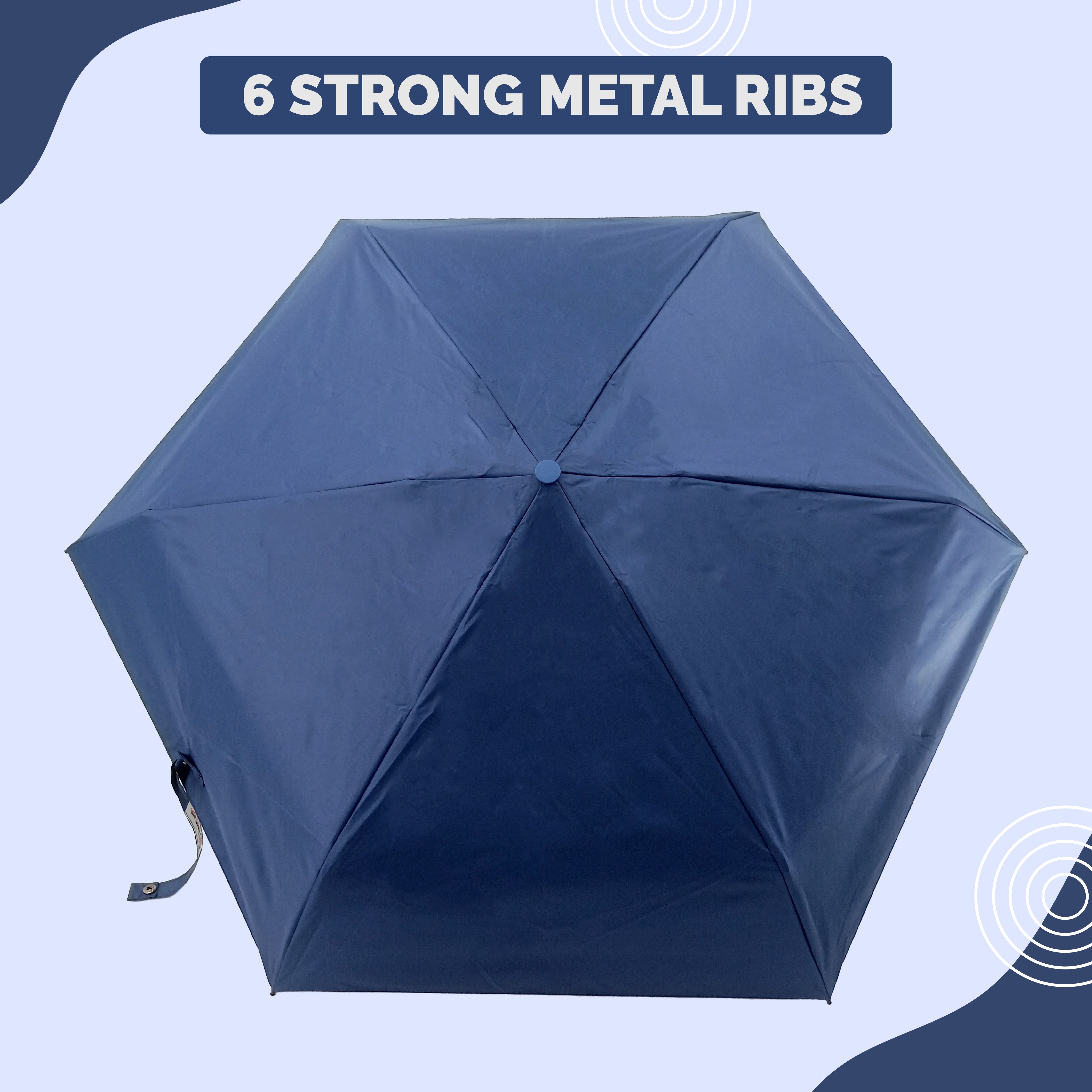 Destinio Capsule Umbrella, 5 Fold Manual Open 19 Inch Small Umbrella for Women and Men with UV Coating for Sun Protection, Foldable Mini Umbrellas for Rain and Sun (Navy Blue_D-BL-19in)