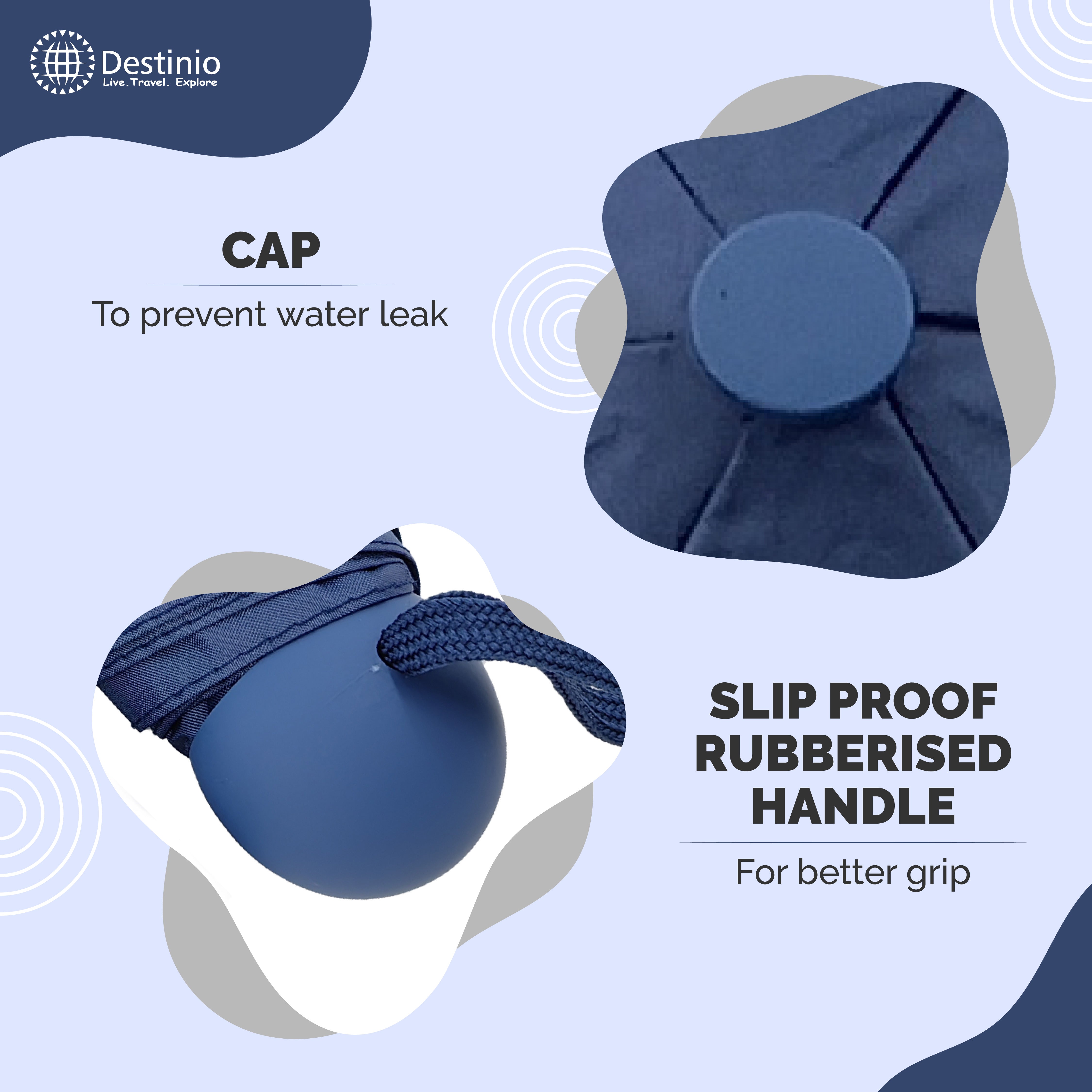 Destinio Capsule Umbrella, 5 Fold Manual Open 19 Inch Small Umbrella for Women and Men with UV Coating for Sun Protection, Foldable Mini Umbrellas for Rain and Sun (Navy Blue_D-BL-19in)