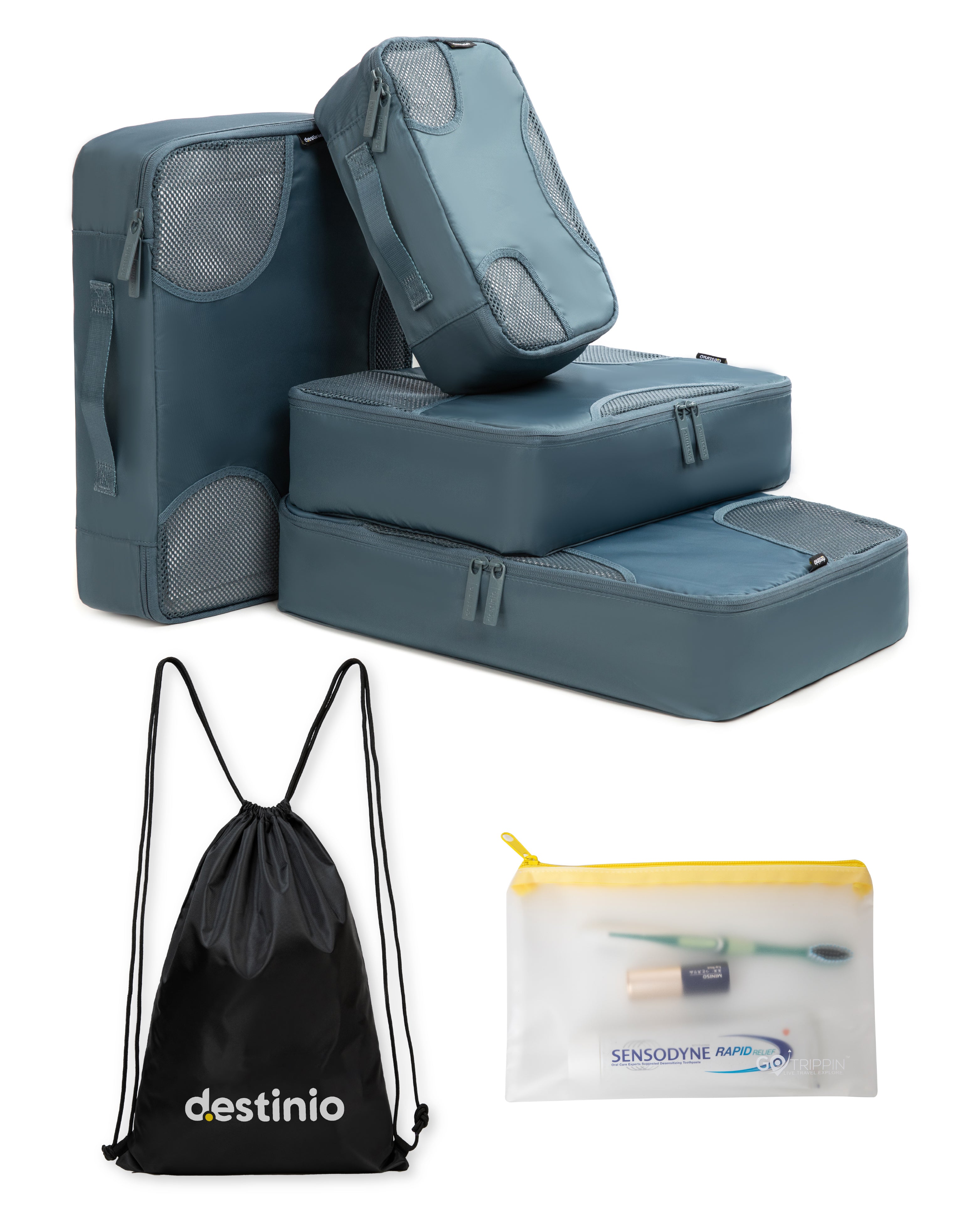 Destinio Packing Cubes - 6 piece set (Cross Mesh)