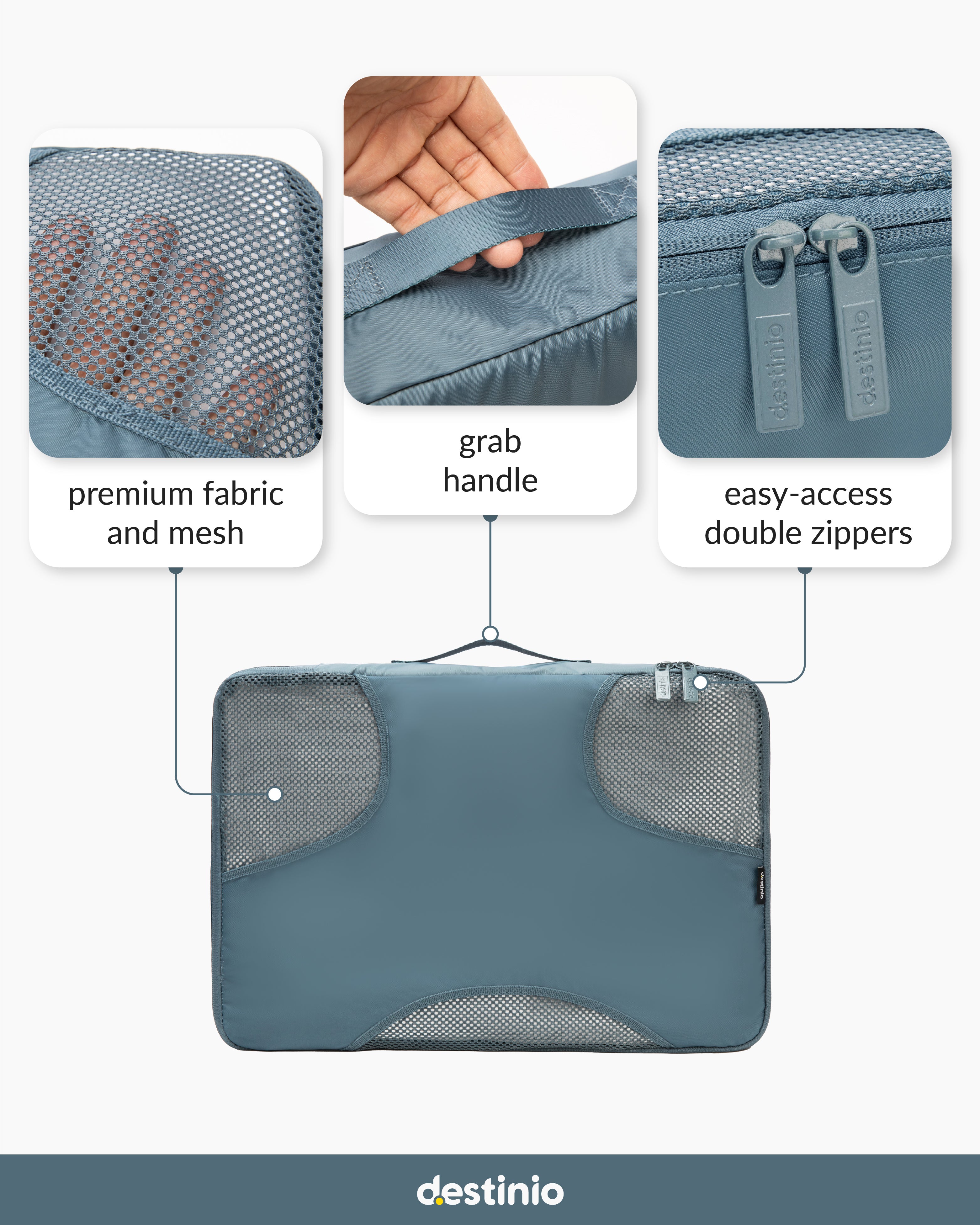 Destinio Packing Cubes - 6 piece set (Cross Mesh)