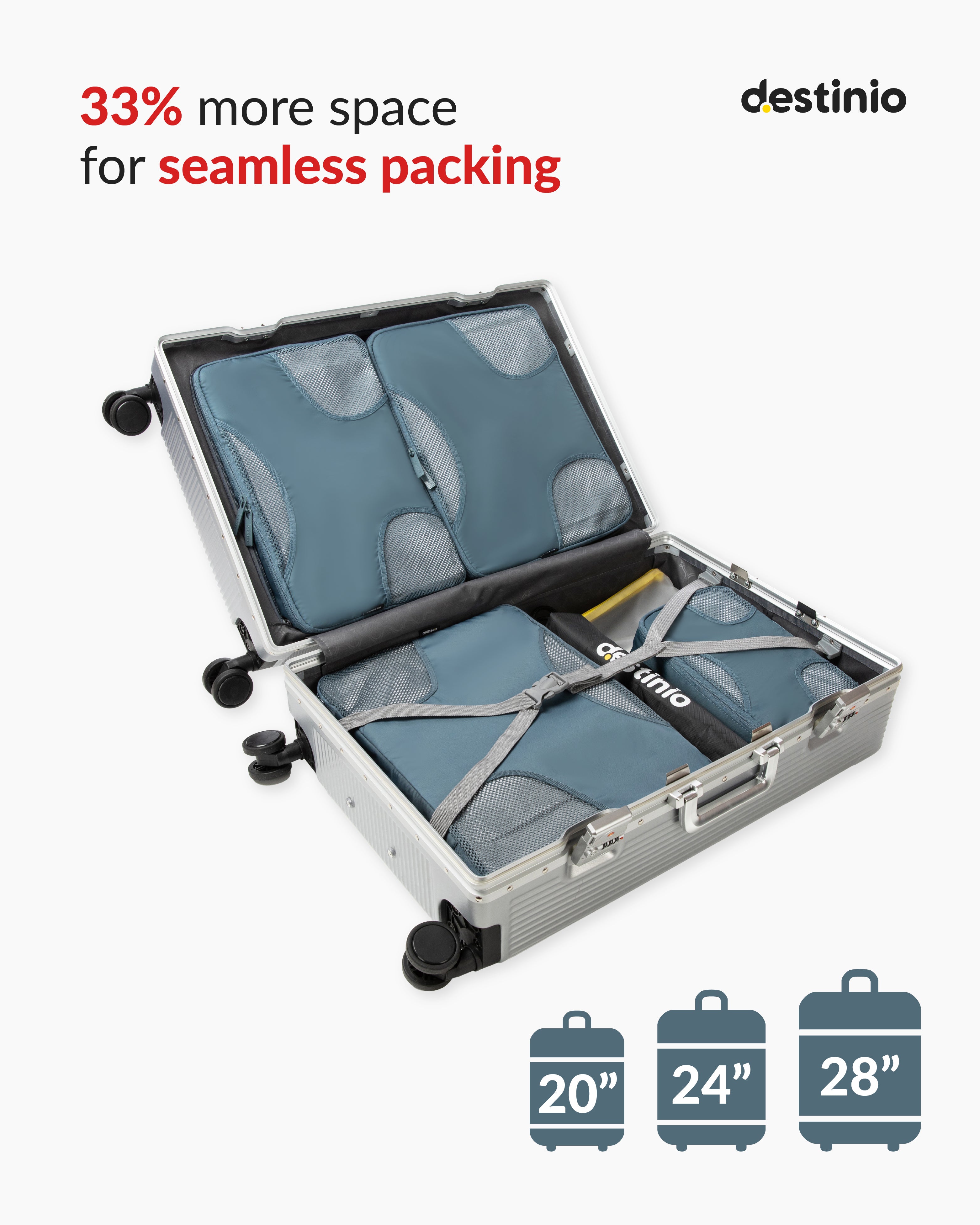 Destinio Packing Cubes - 6 piece set (Cross Mesh)