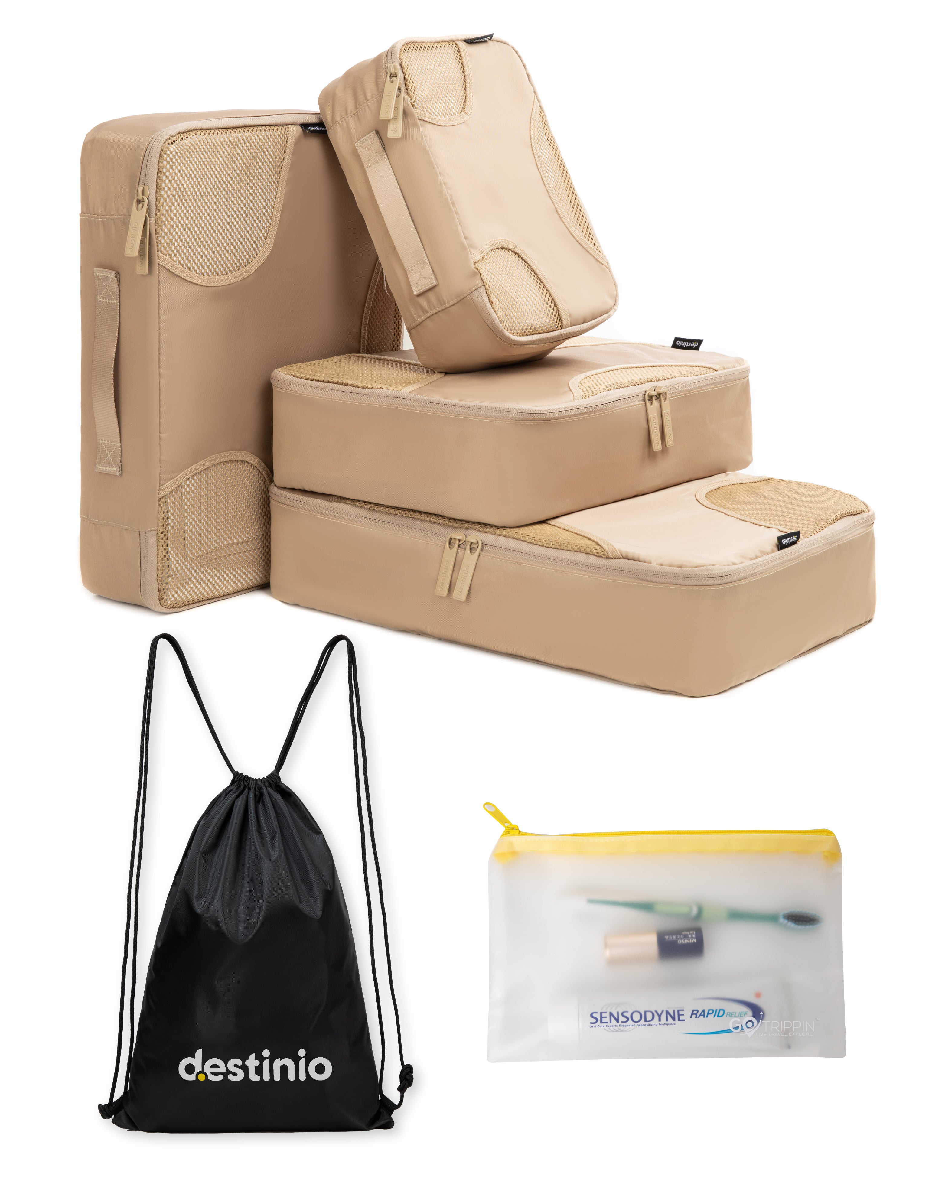 Destinio Packing Cubes - 6 piece set (Cross Mesh)