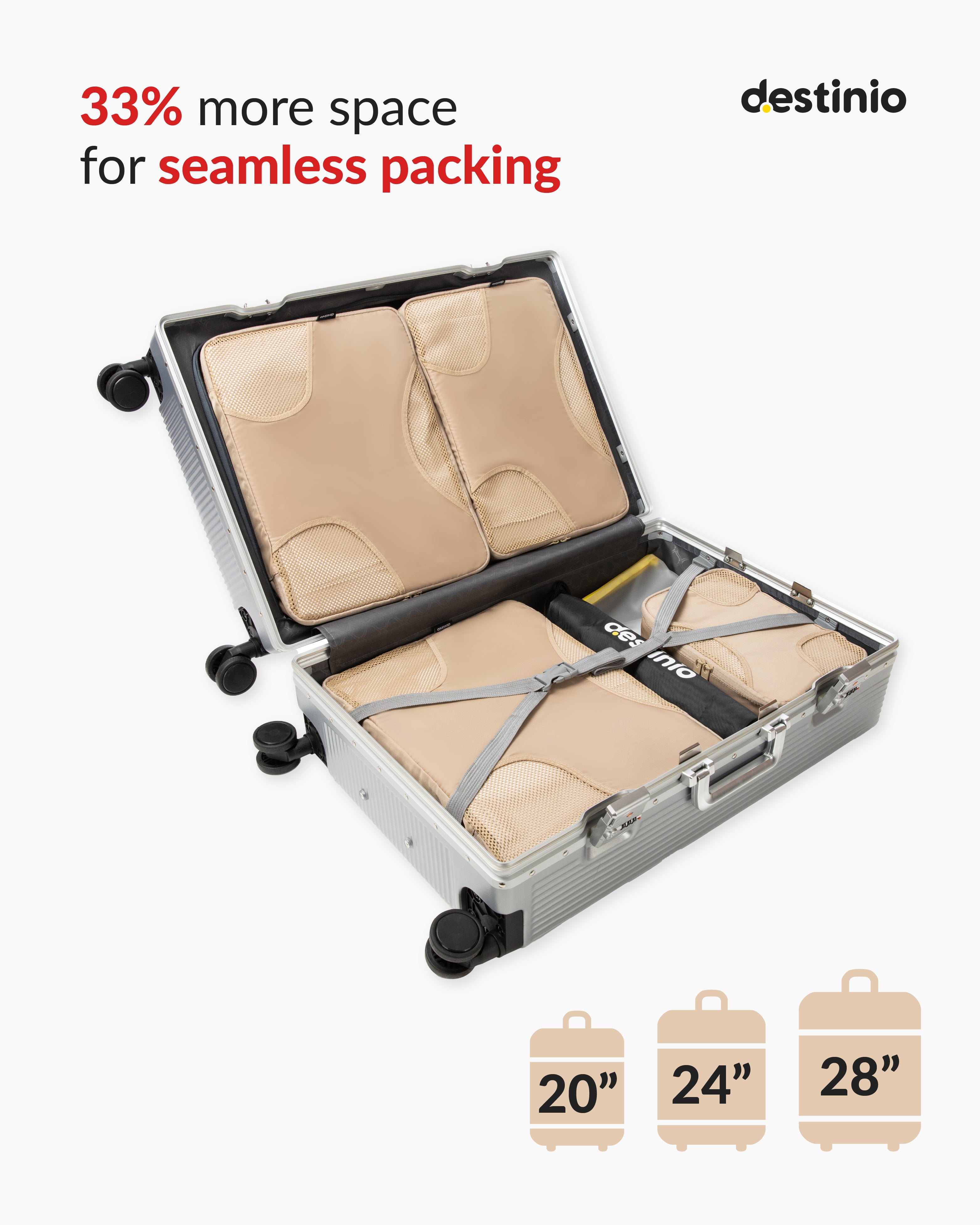 Destinio Packing Cubes - 6 piece set (Cross Mesh)
