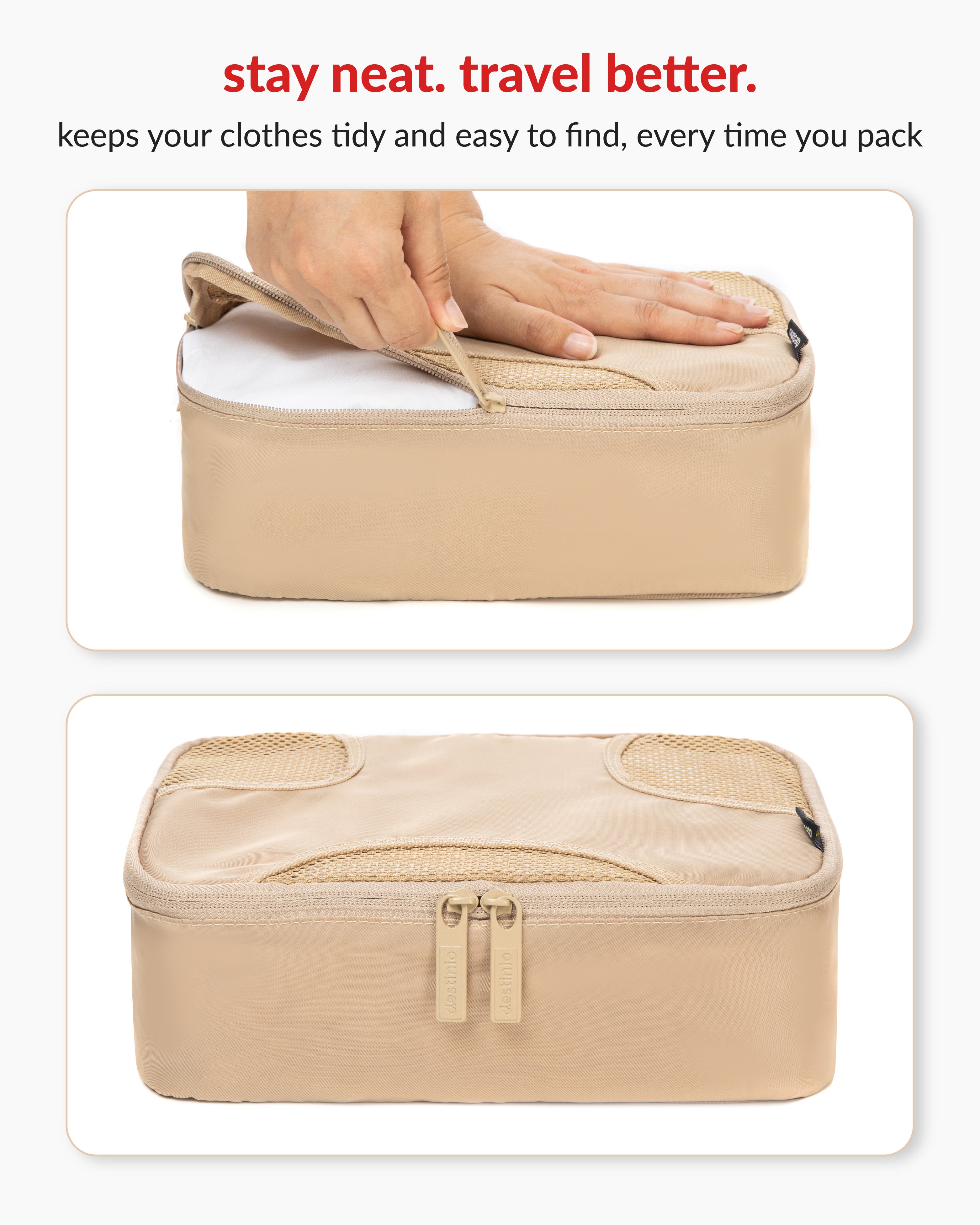 Destinio Packing Cubes - 6 piece set (Cross Mesh)