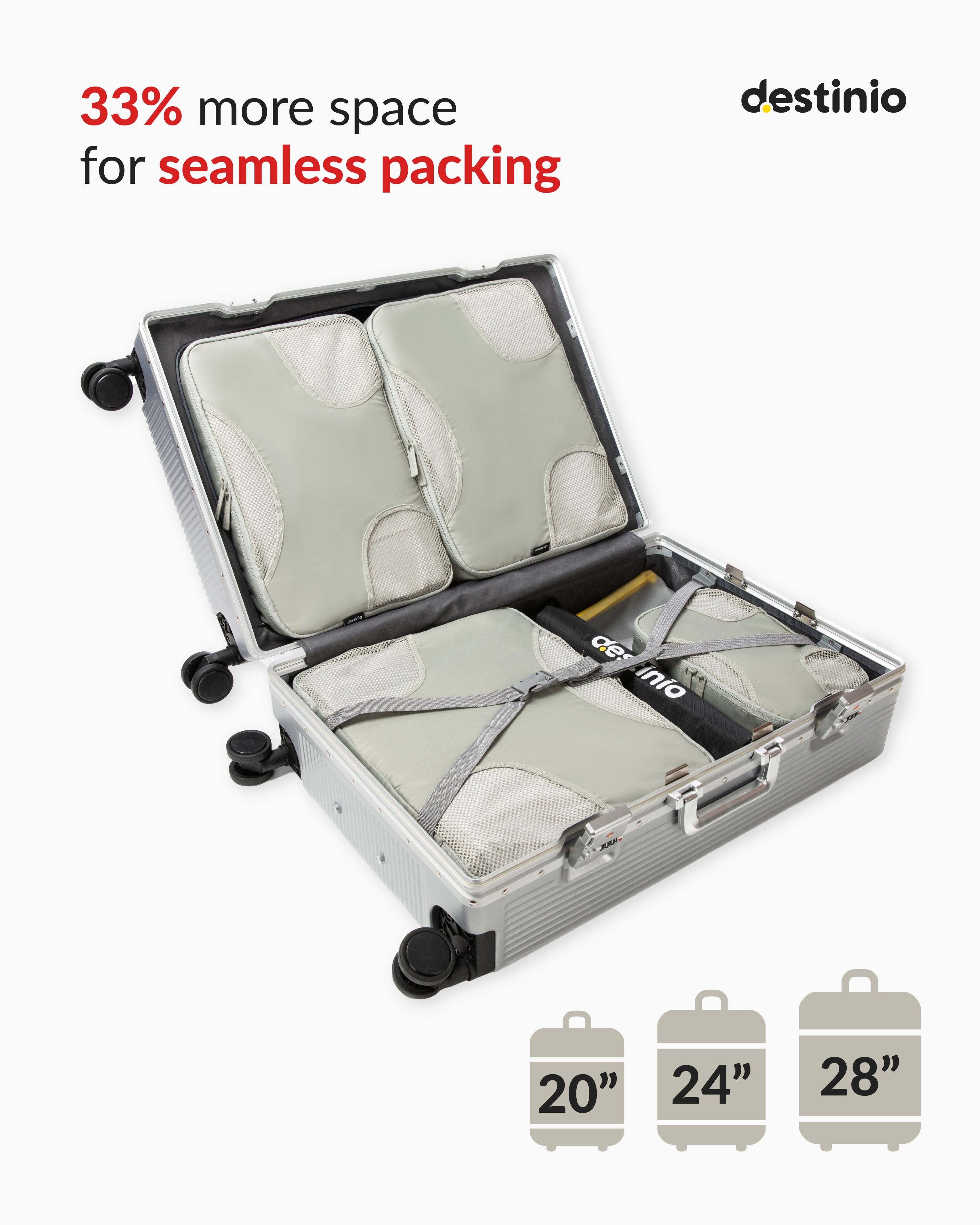 Destinio Packing Cubes - 6 piece set (Cross Mesh)