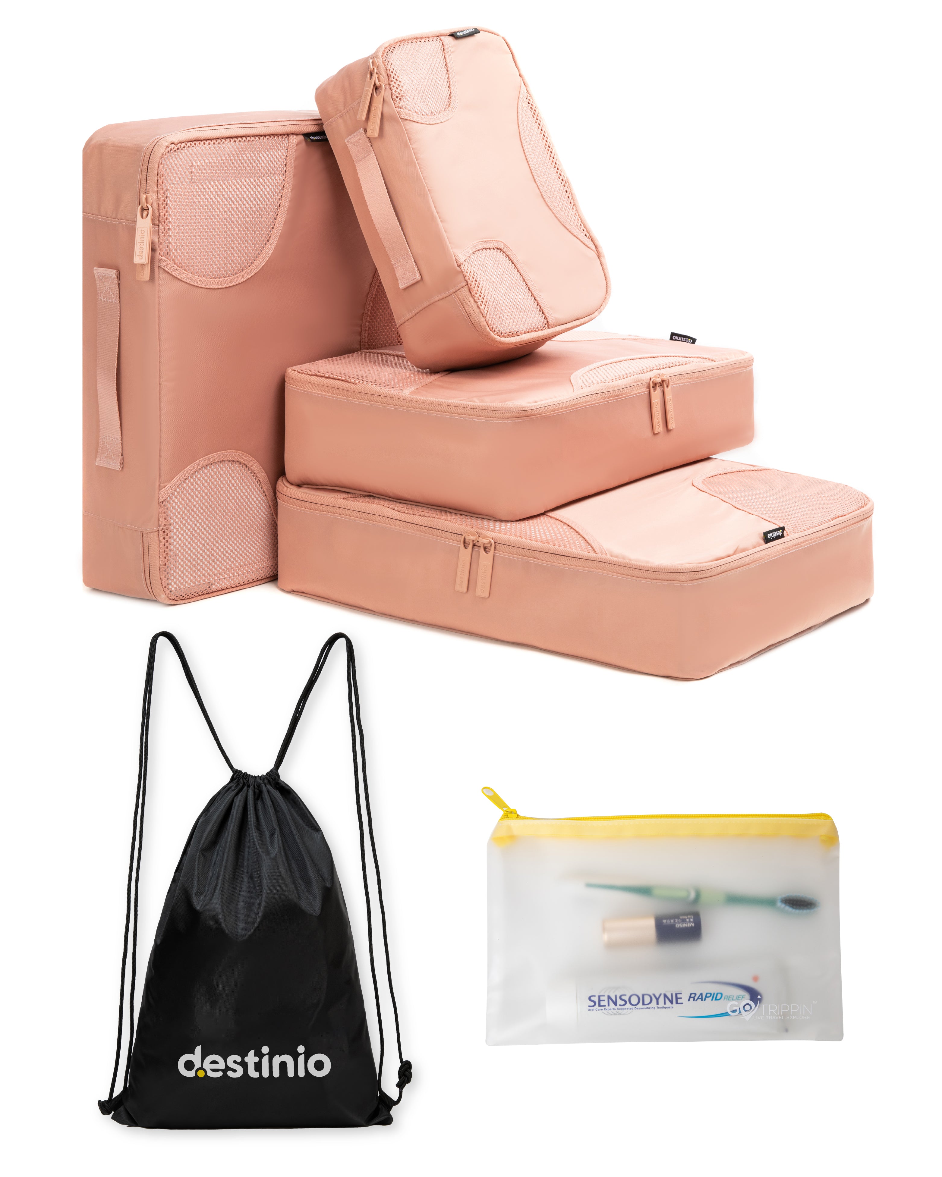 Destinio Packing Cubes - 6 piece set (Cross Mesh)