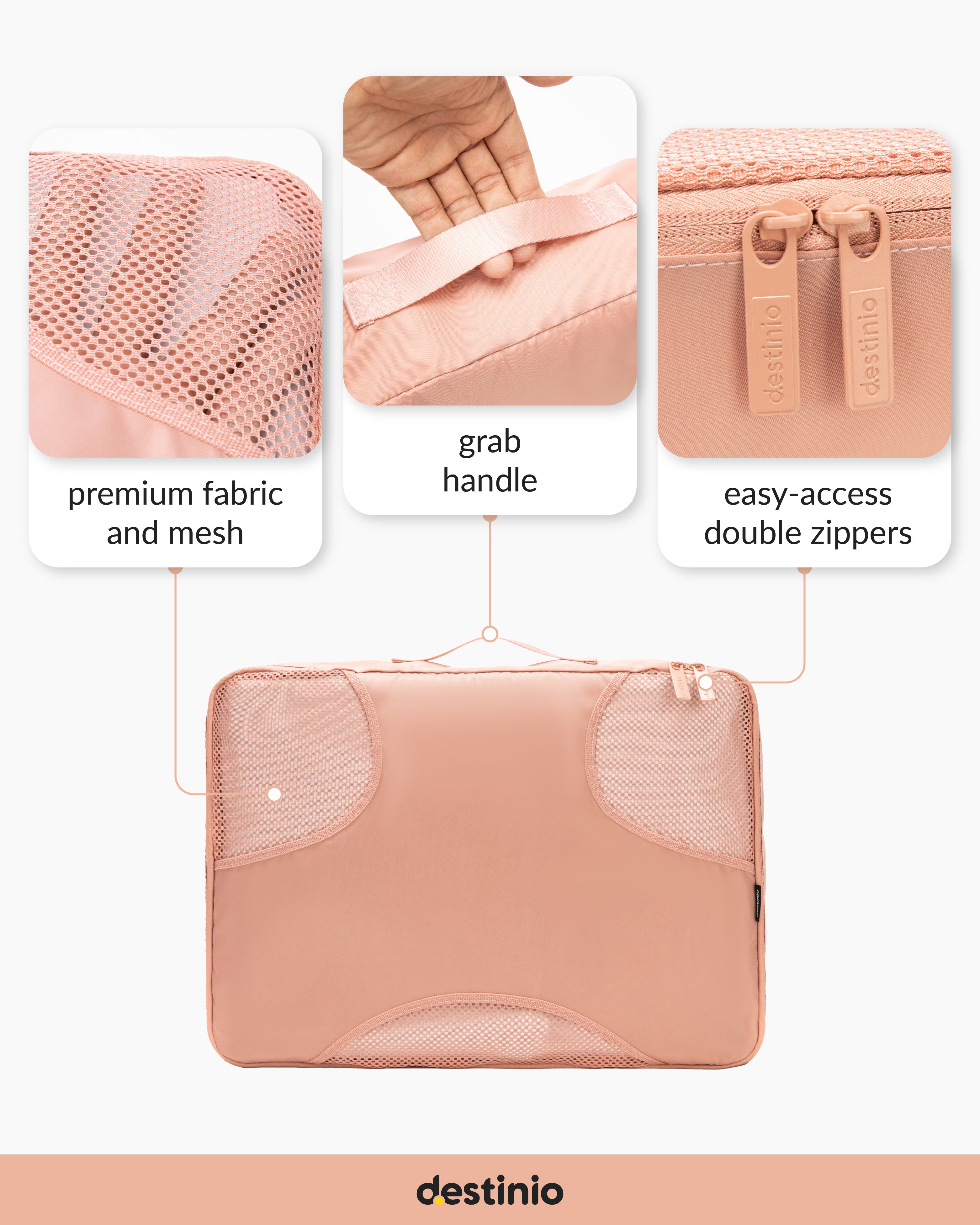 Destinio Packing Cubes - 6 piece set (Cross Mesh)