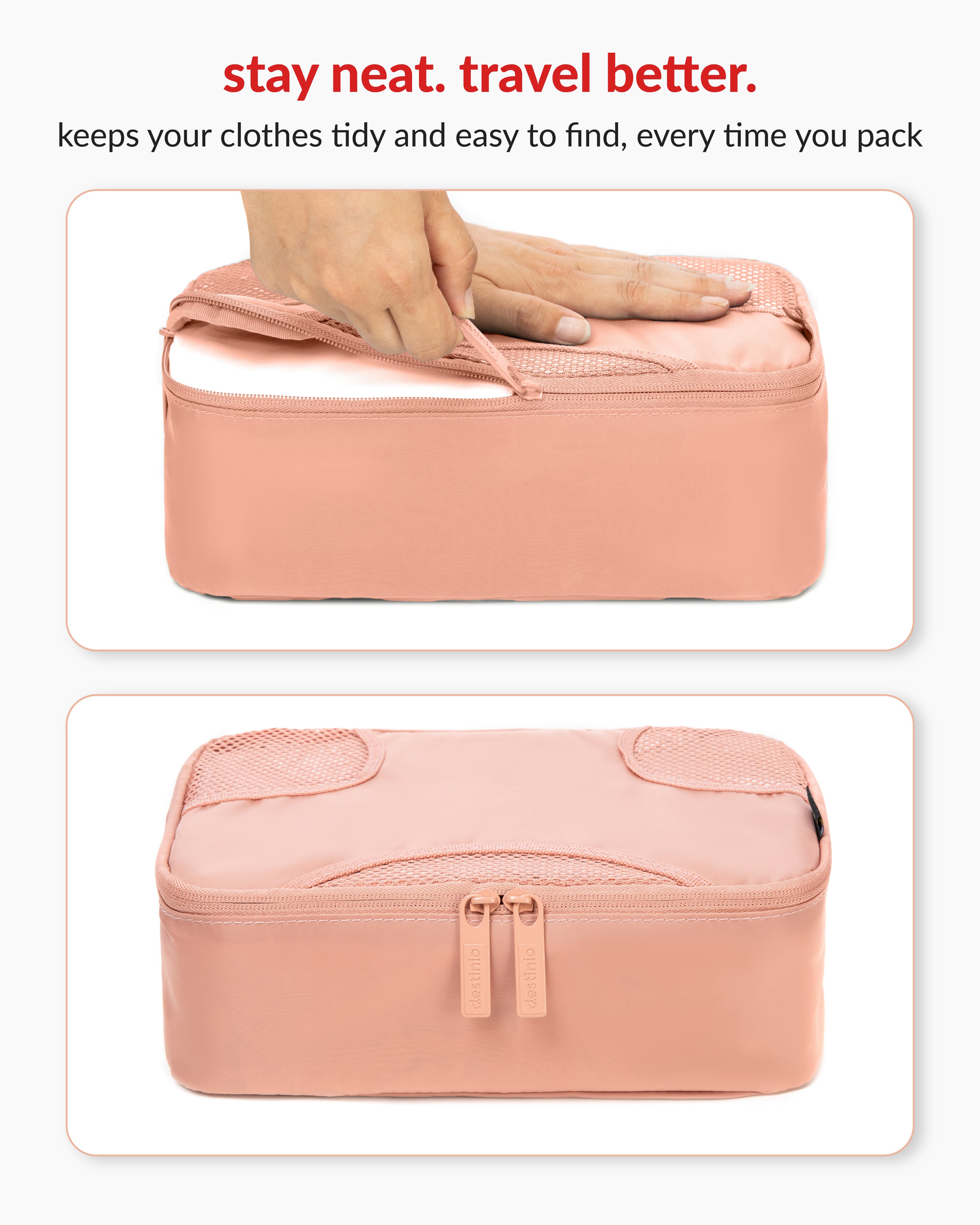 Destinio Packing Cubes - 6 piece set (Cross Mesh)