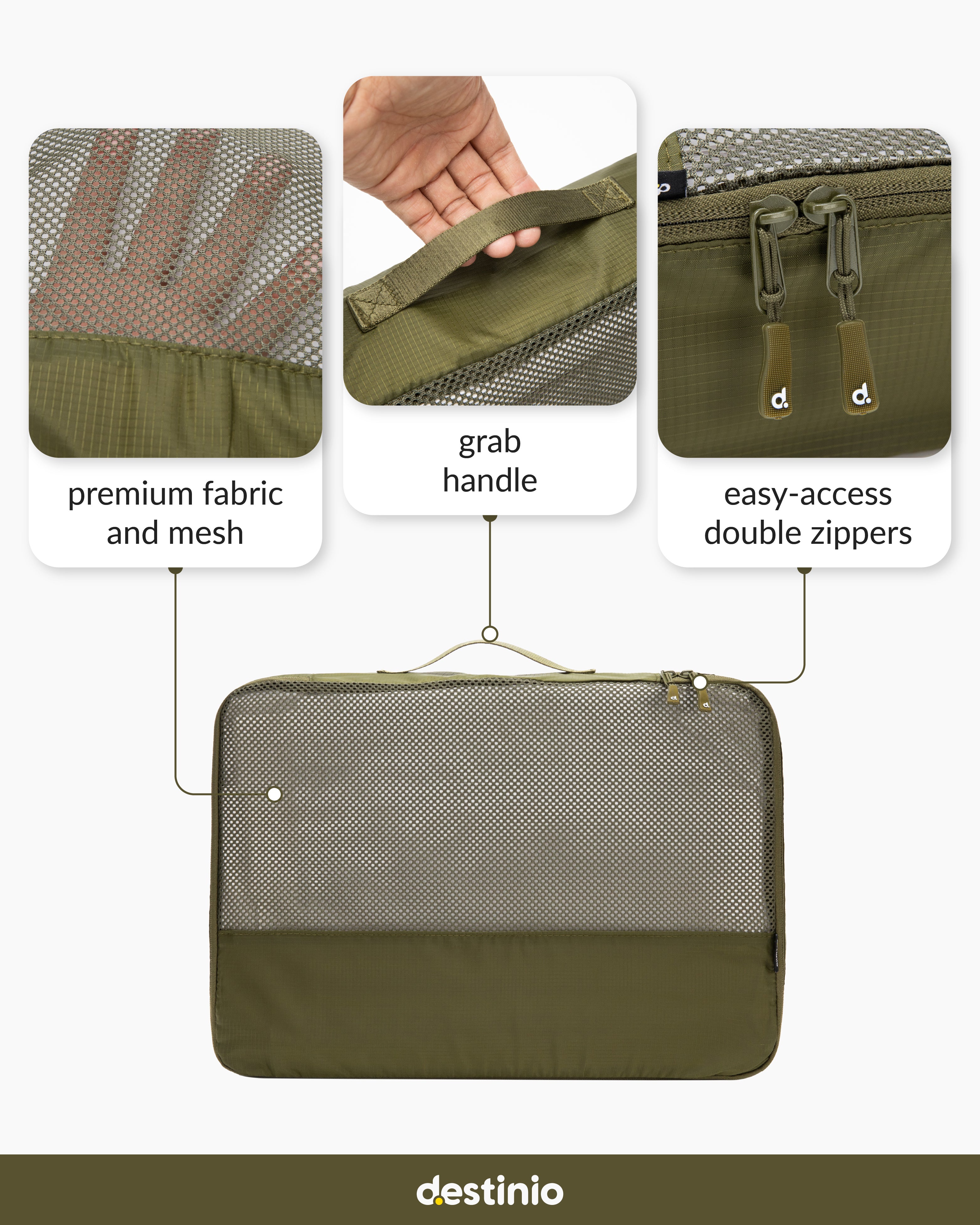 Destinio Packing Cubes - 6 piece set (Rectangle Mesh)