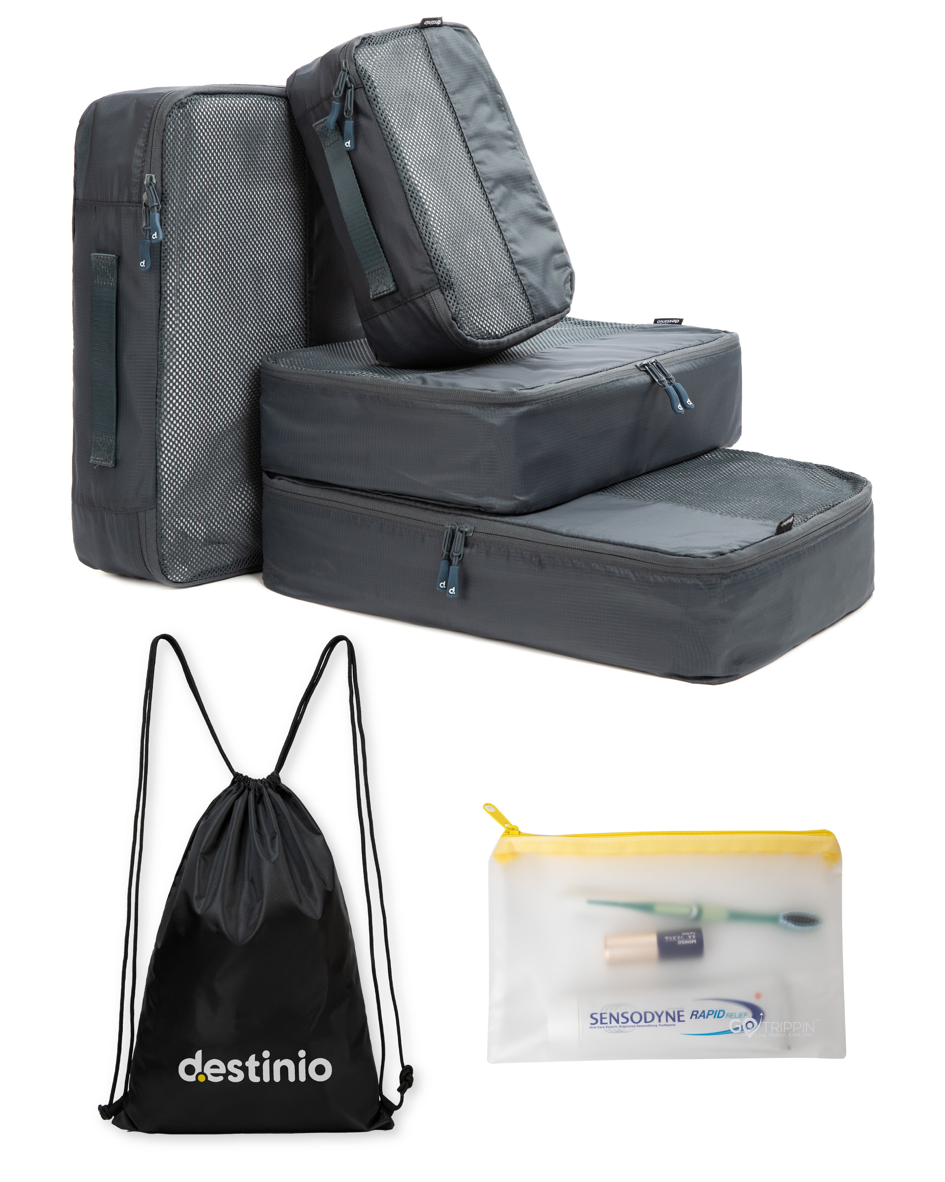 Destinio Packing Cubes - 6 piece set (Rectangle Mesh)