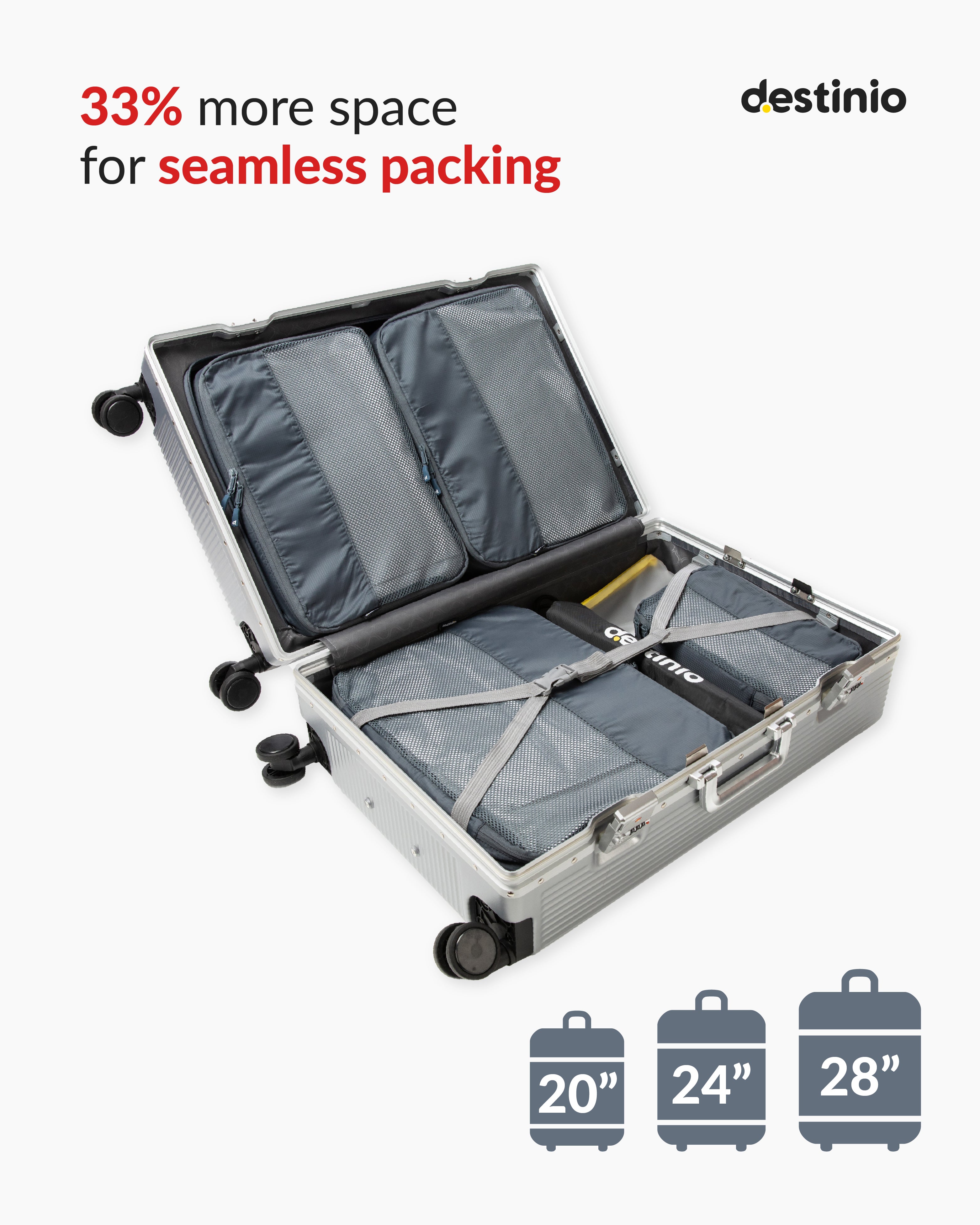 Destinio Packing Cubes - 6 piece set (Rectangle Mesh)