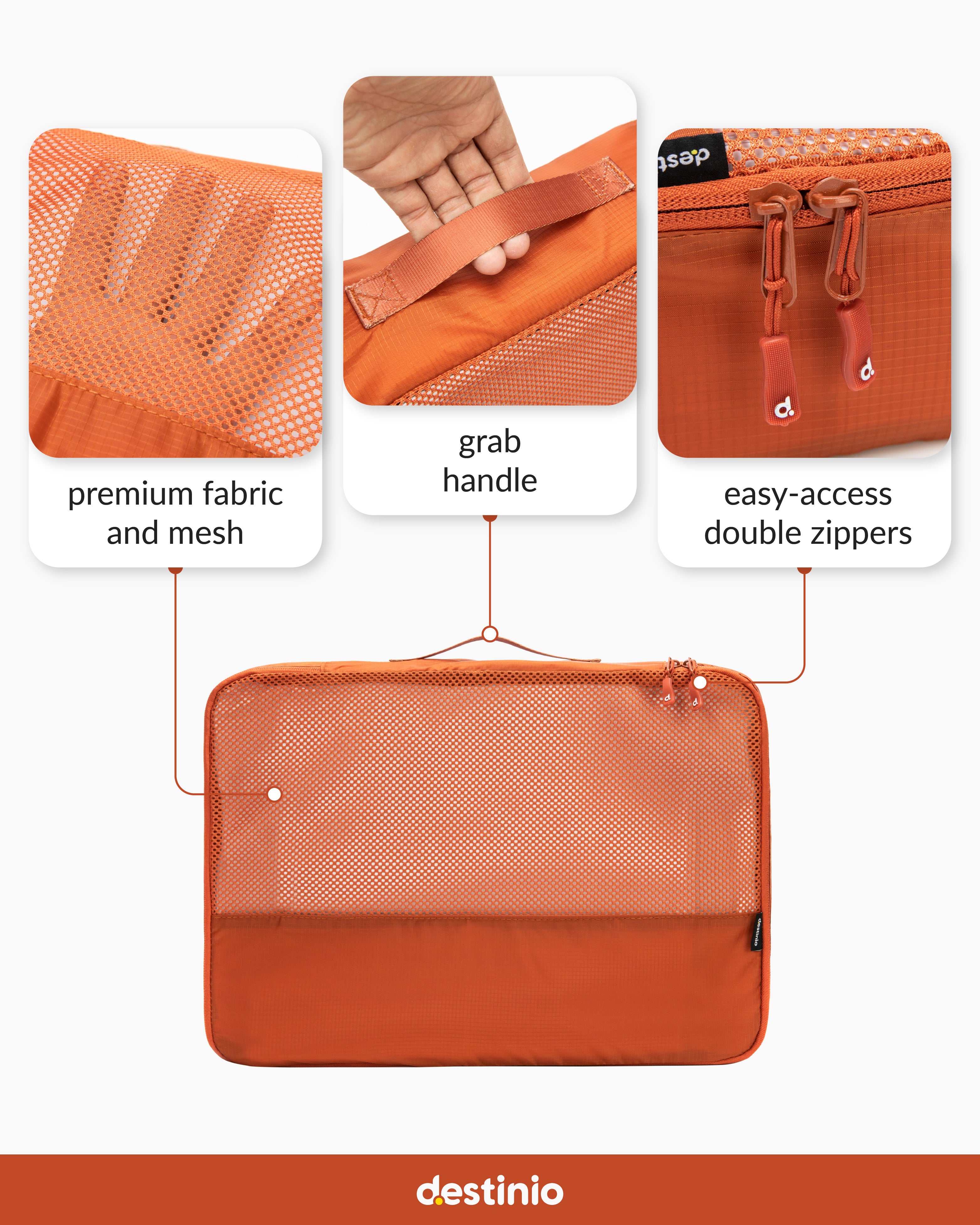 Destinio Packing Cubes - 6 piece set (Rectangle Mesh)