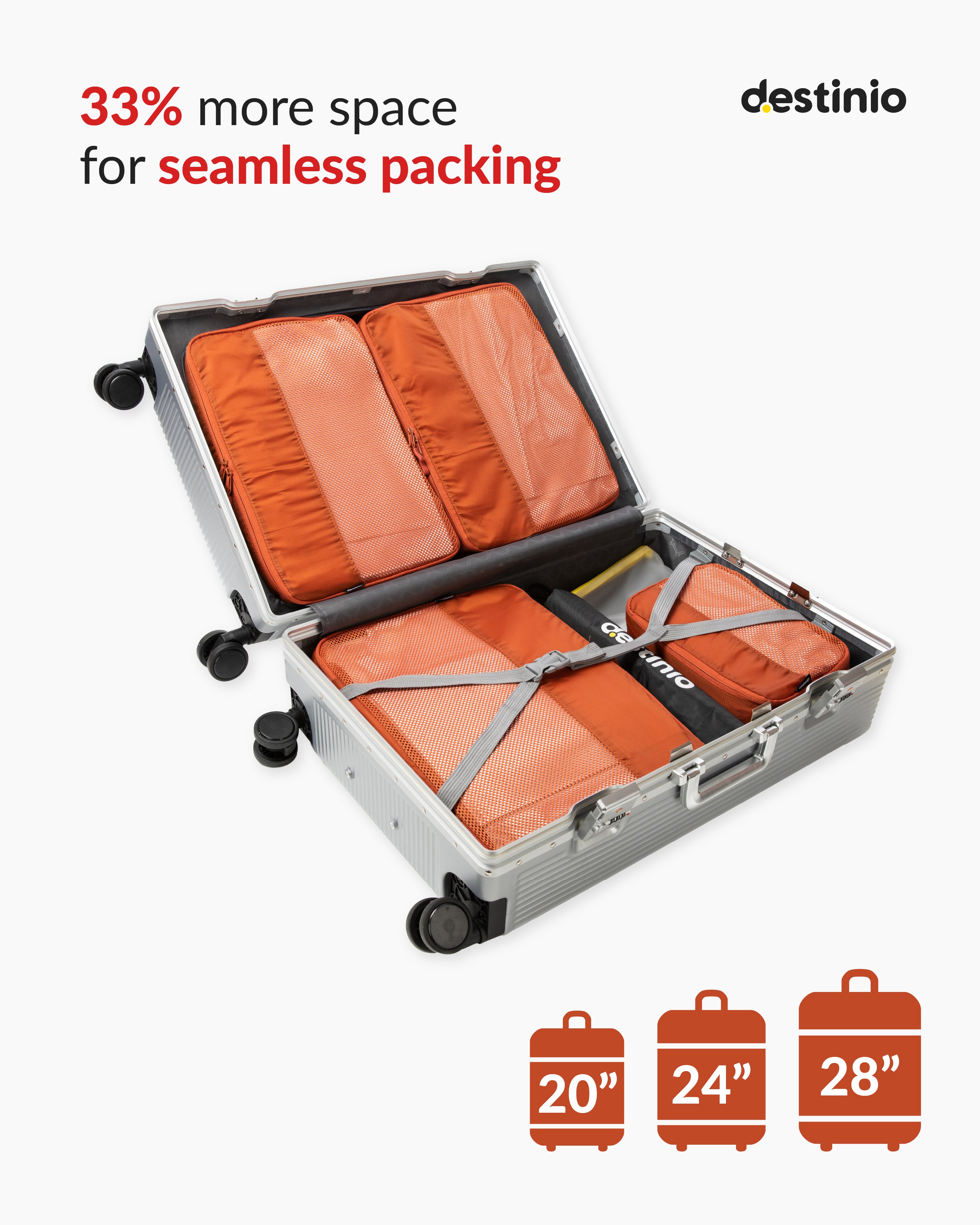 Destinio Packing Cubes - 6 piece set (Rectangle Mesh)