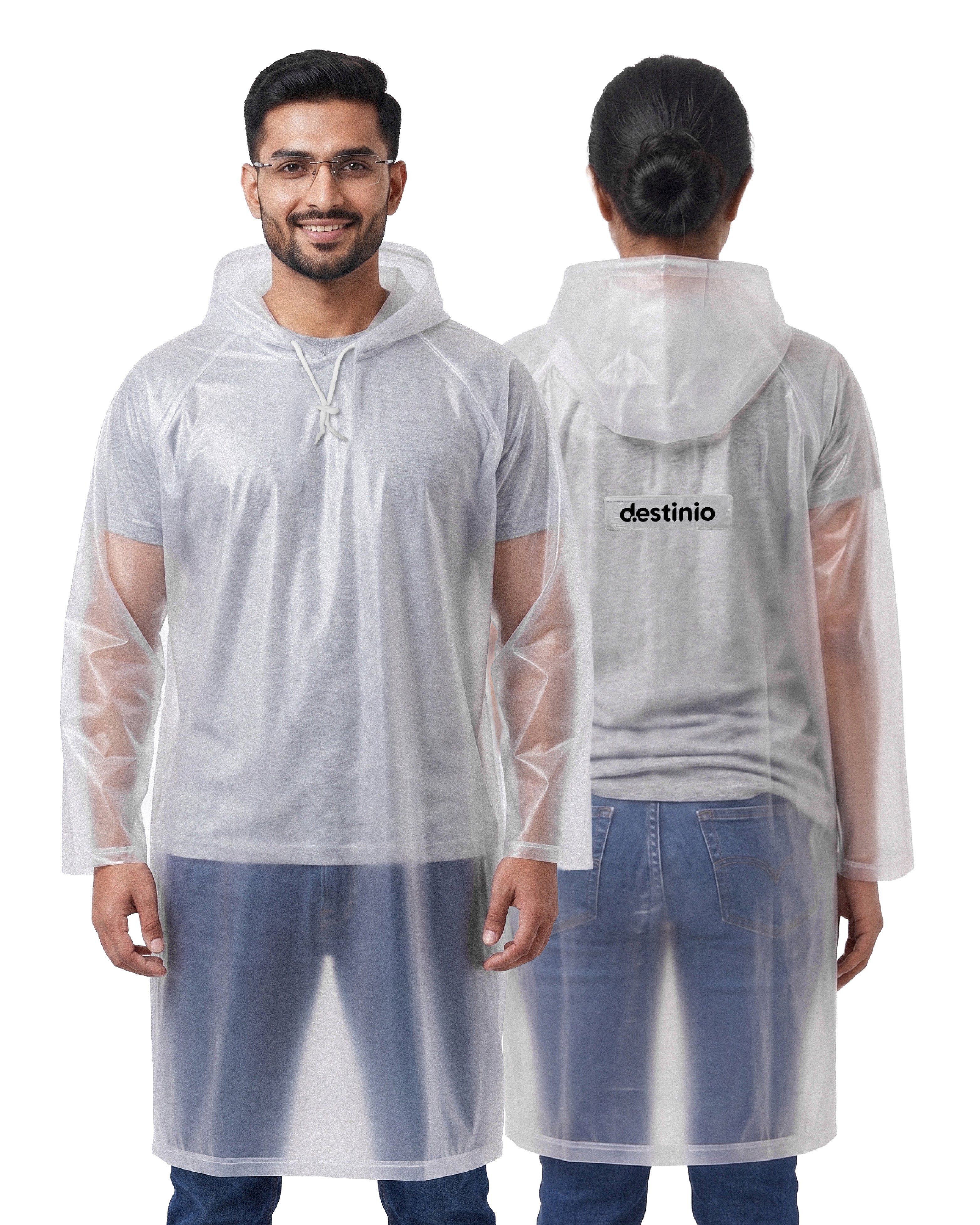 Destinio Waterproof Raincoat Poncho with Hood for Men & Women, Lightweight Reusable PVC Rainwear, Free Size Oversized Fit, Full Body Coverage for Travel, Bike Riding & Monsoon Use (Copy)