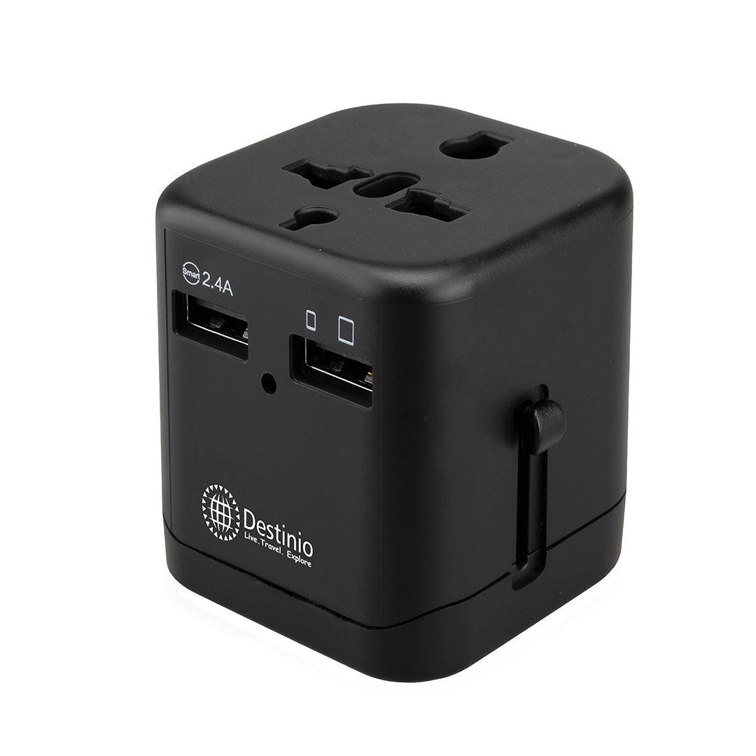 Destinio Premium Universal Travel Adapter | Worldwide Compatibility, Dual USB Ports, Safety Certified
