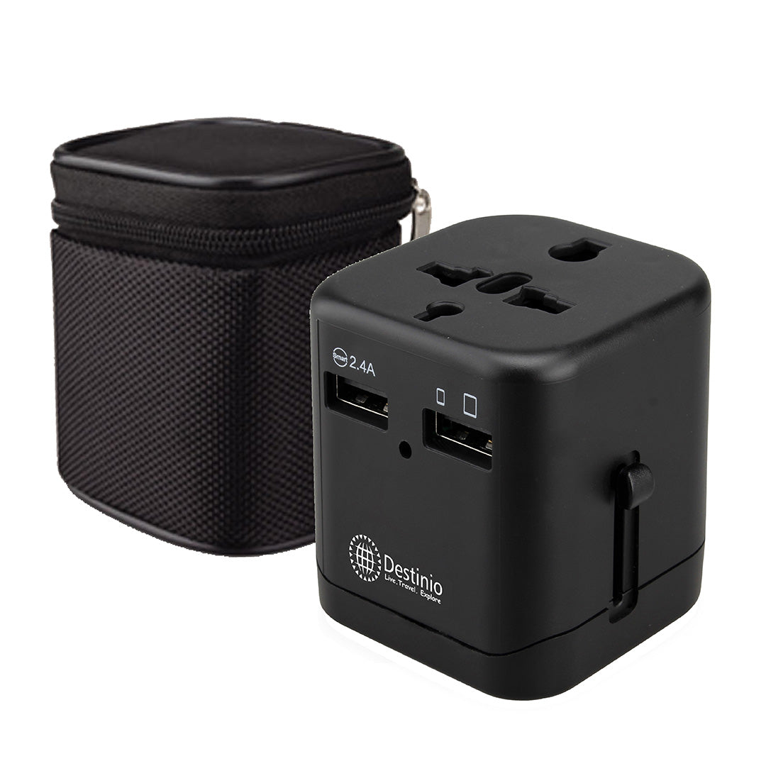 Destinio Premium Universal Travel Adapter | Worldwide Compatibility, Dual USB Ports, Safety Certified