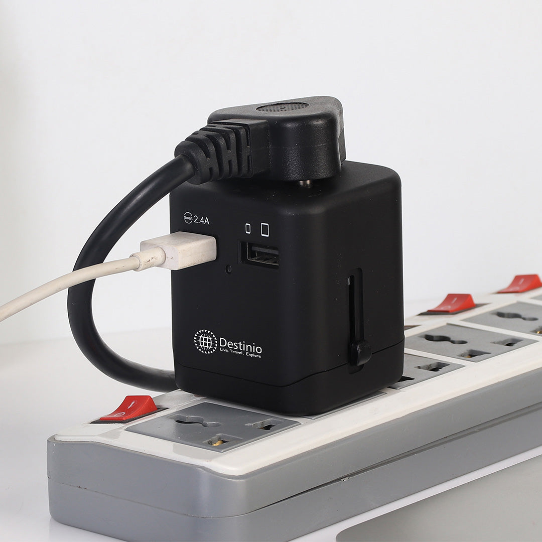 Destinio Premium Universal Travel Adapter | Worldwide Compatibility, Dual USB Ports, Safety Certified