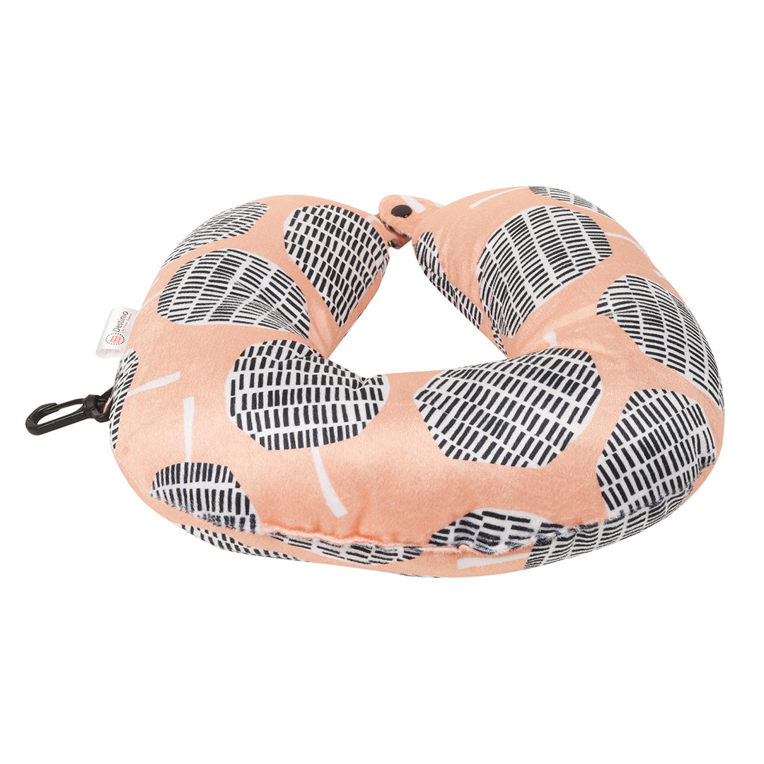 Destinio Microfibre Travel Pillow - Orange Candy | Ergonomic Design, Velvet Soft Fabric, Lightweight with Snap Button