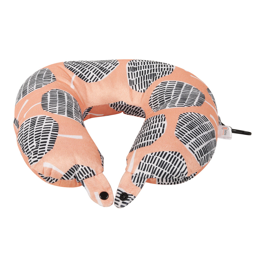 Destinio Microfibre Travel Pillow - Orange Candy | Ergonomic Design, Velvet Soft Fabric, Lightweight with Snap Button