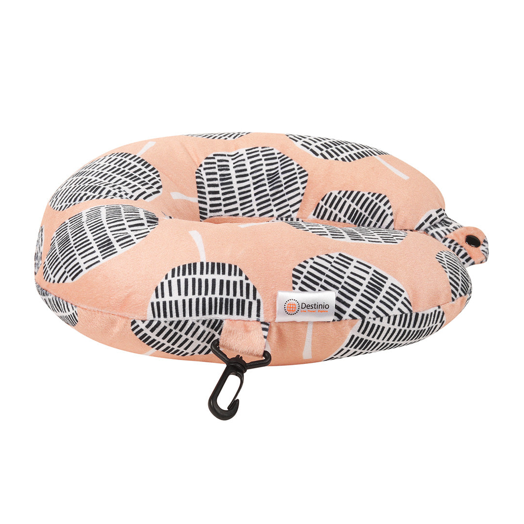 Destinio Microfibre Travel Pillow - Orange Candy | Ergonomic Design, Velvet Soft Fabric, Lightweight with Snap Button