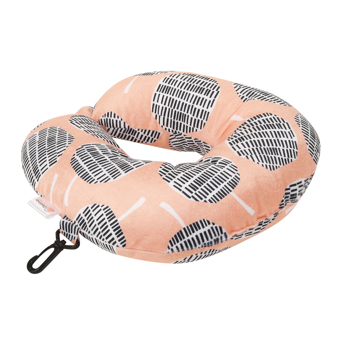 Destinio Microfibre Travel Pillow - Orange Candy | Ergonomic Design, Velvet Soft Fabric, Lightweight with Snap Button