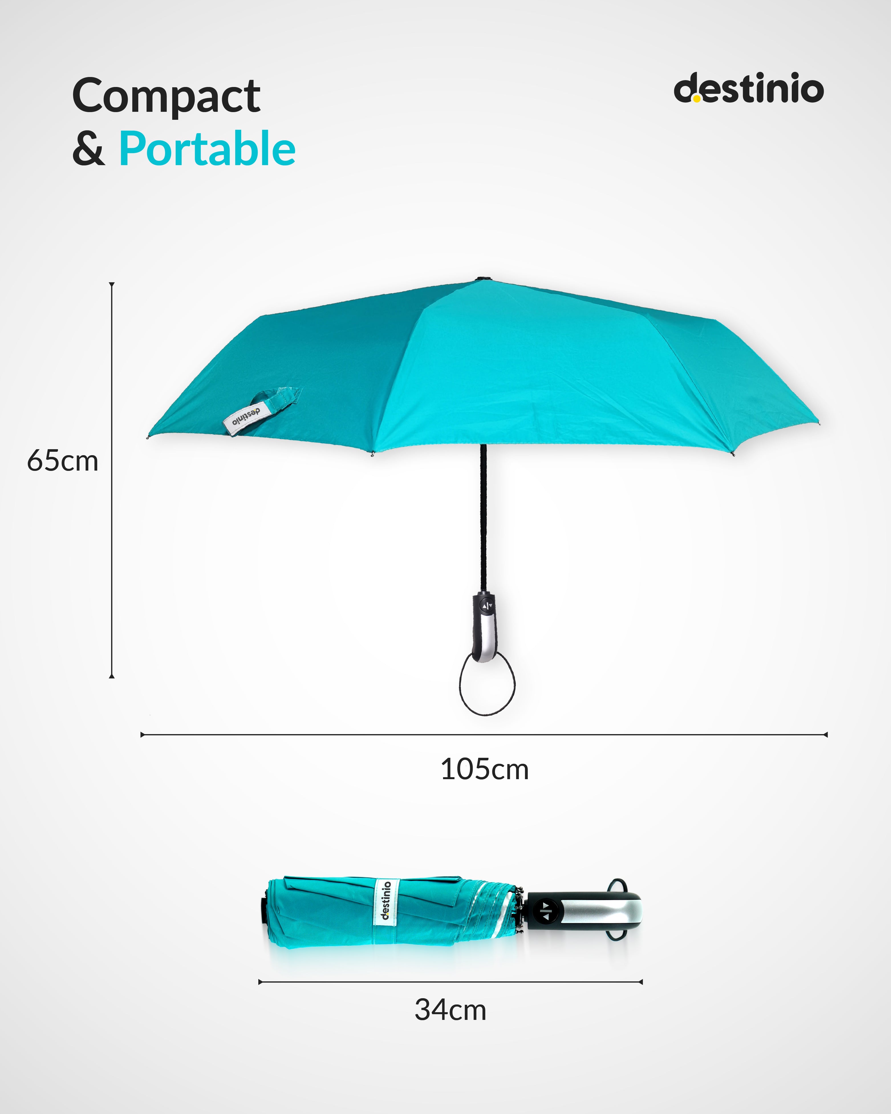 Destinio Umbrella for Women, Umbrella for Men - Automatic 3 Fold Windproof with Travel Cover with Auto Open and Close