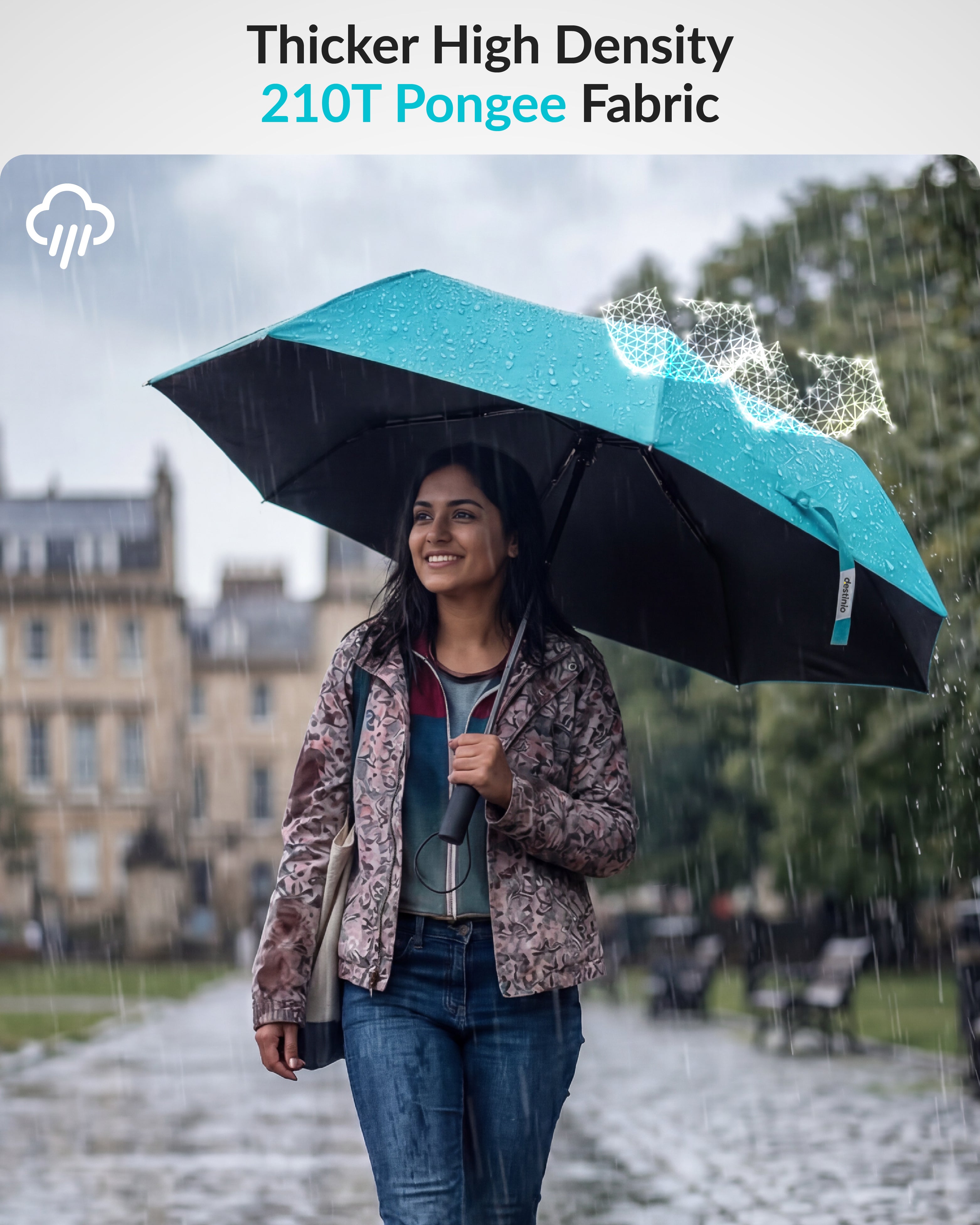 Destinio Umbrella for Women, Umbrella for Men - Automatic 3 Fold Windproof with Travel Cover with Auto Open and Close