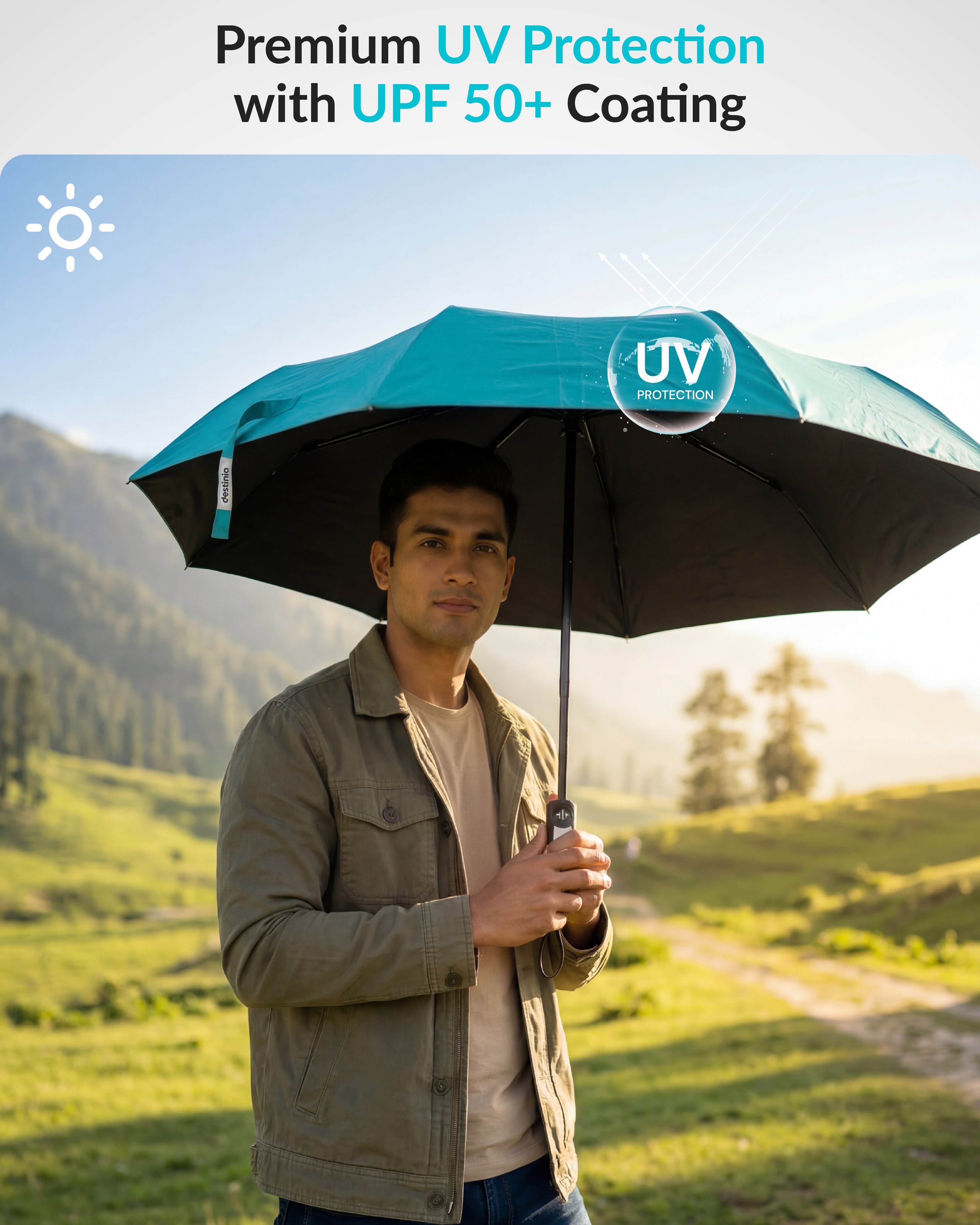 Destinio Umbrella for Women, Umbrella for Men - Automatic 3 Fold Windproof with Travel Cover with Auto Open and Close
